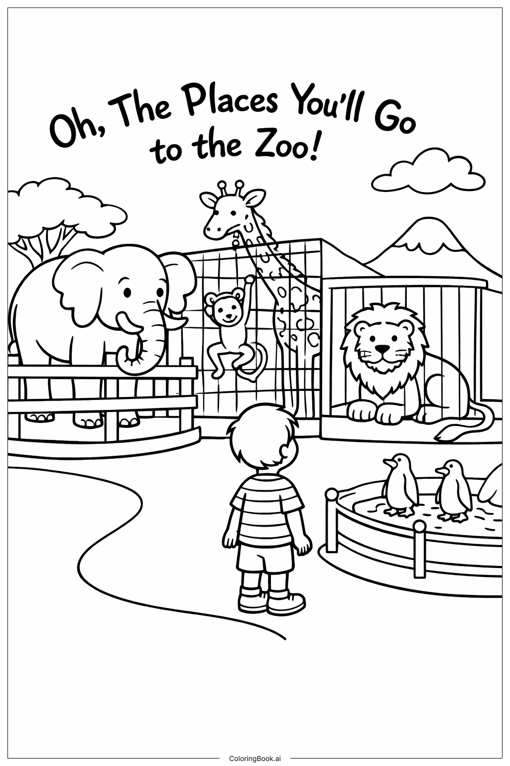  你將去的地方：動物園之旅著色頁 