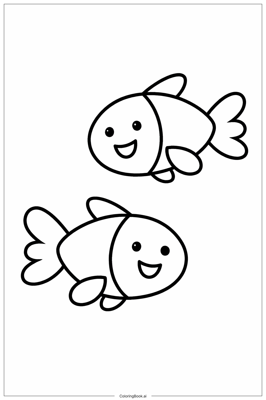  한 마리 물고기 두 마리 물고기 큰 미소 색칠공부 페이지 