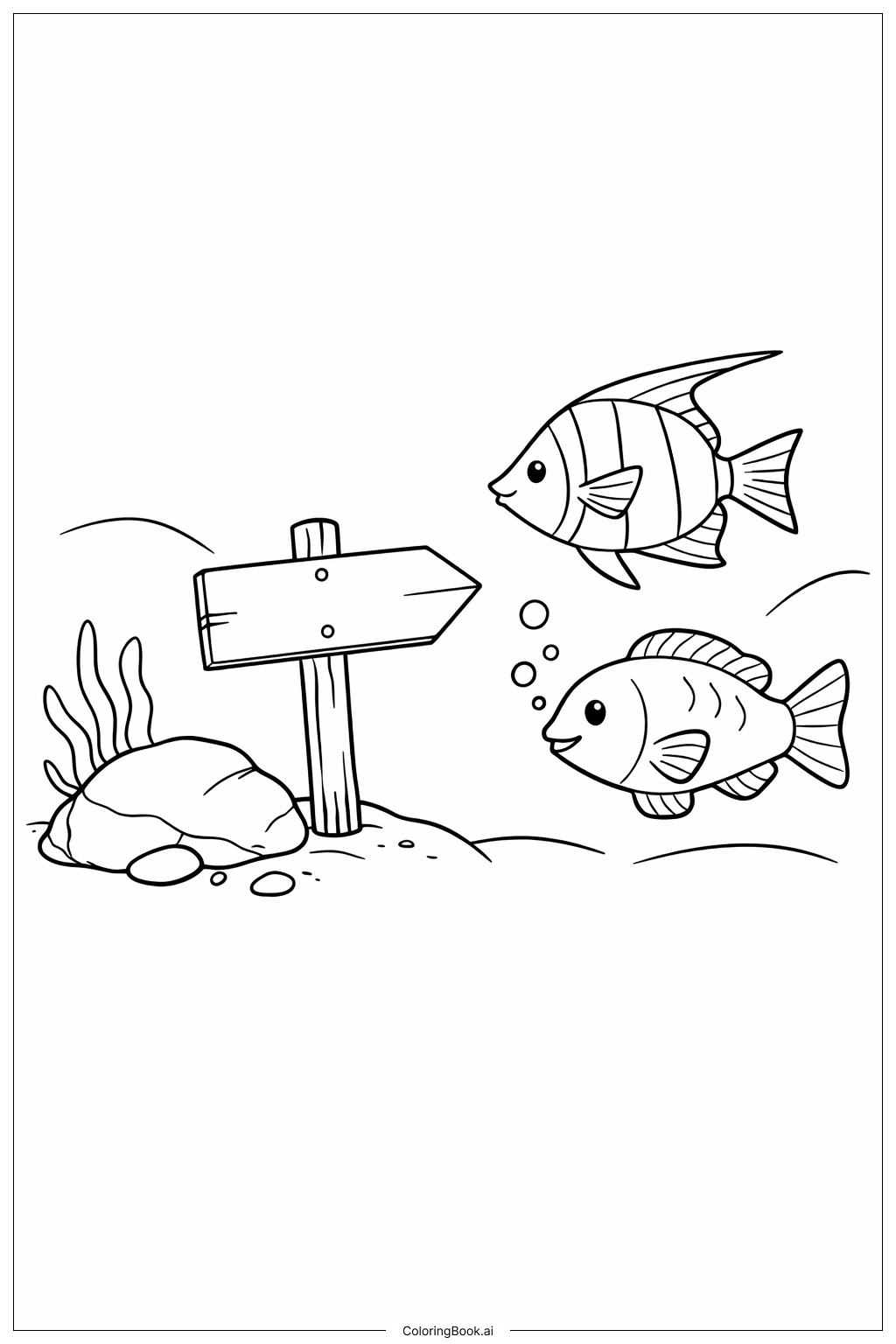  One Fish Two Fishの塗り絵ページ 