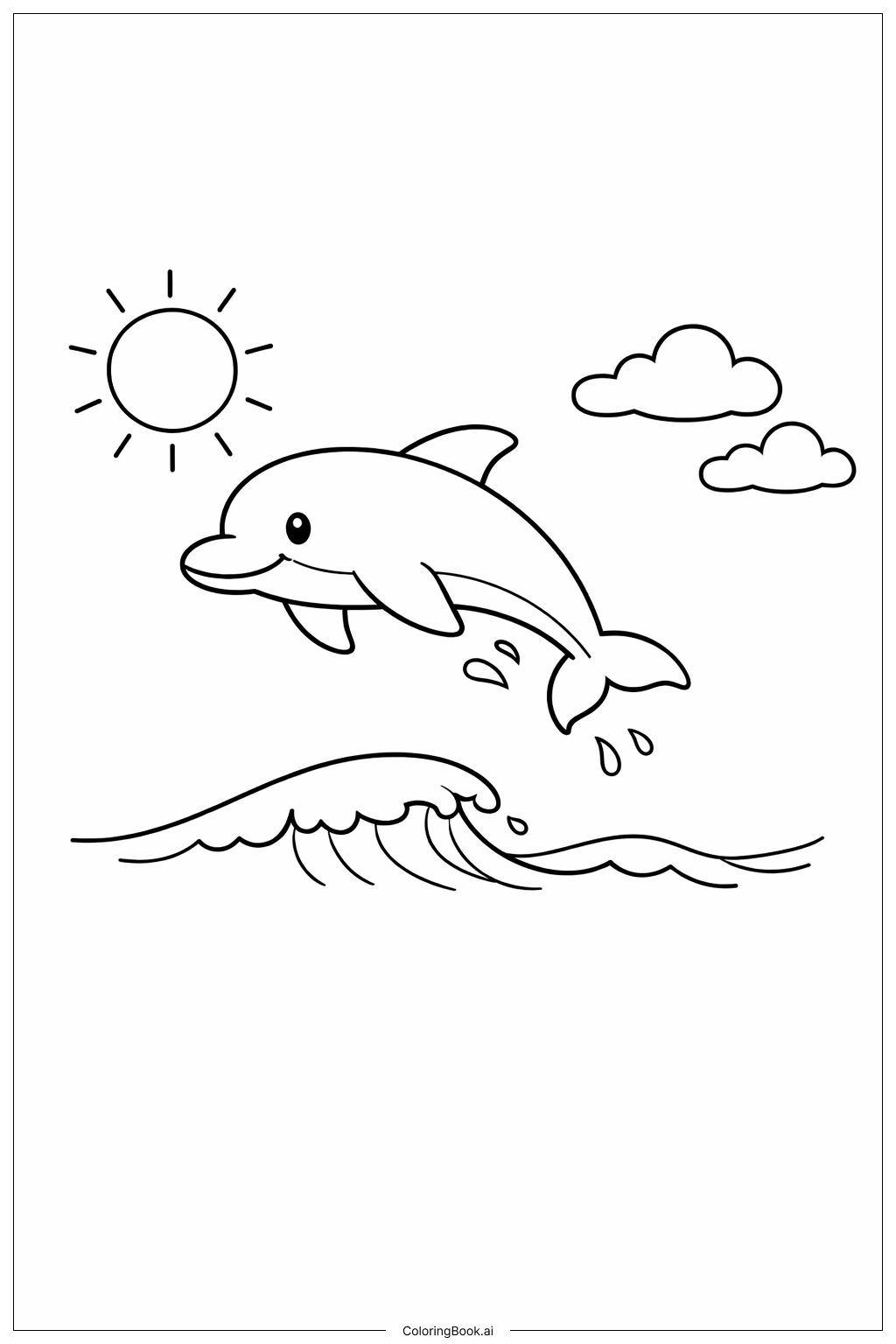 Página para colorir de Salto Amigável do Golfinho One Piece