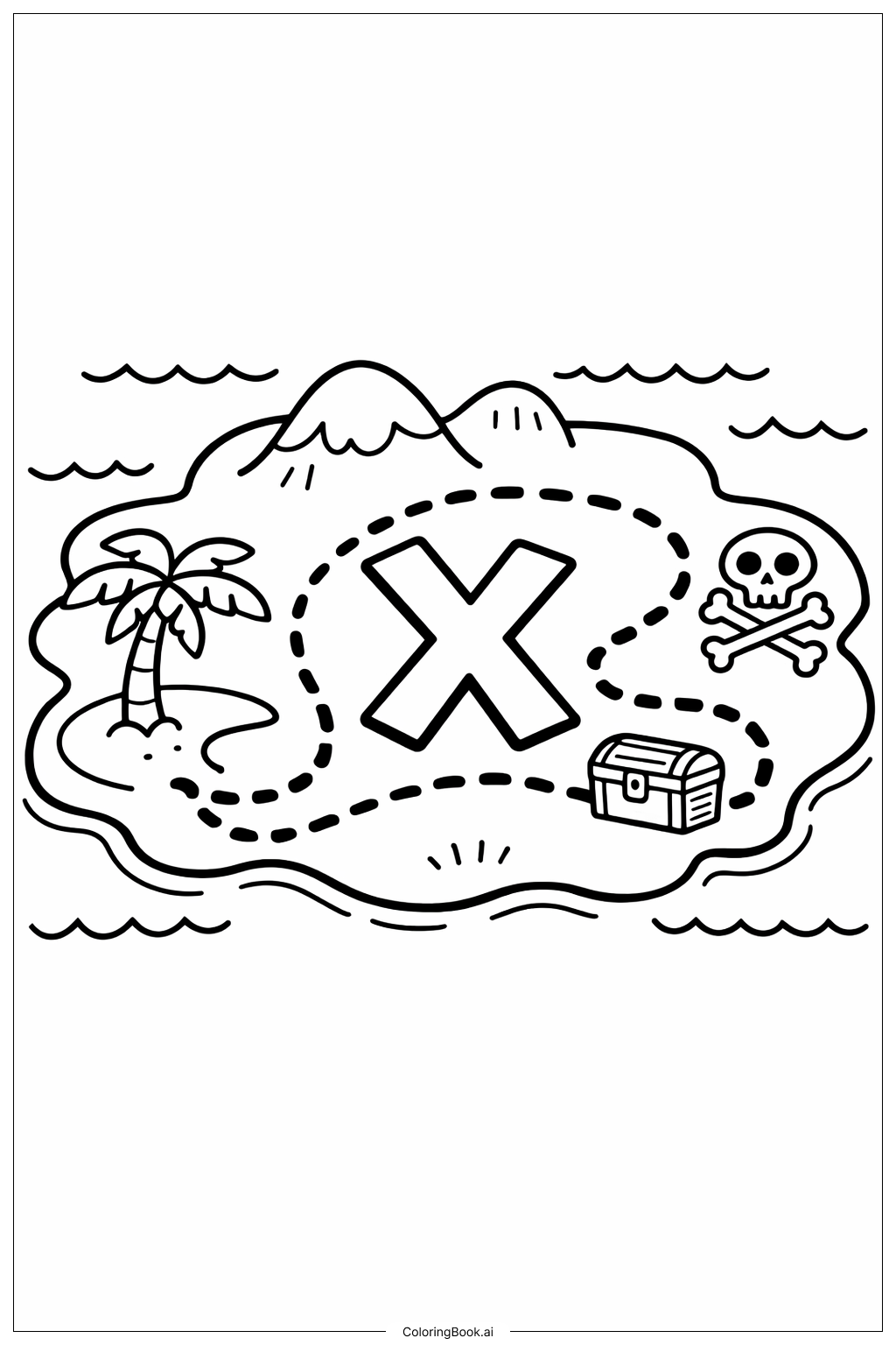 Página para colorir de Mapa One Piece com X