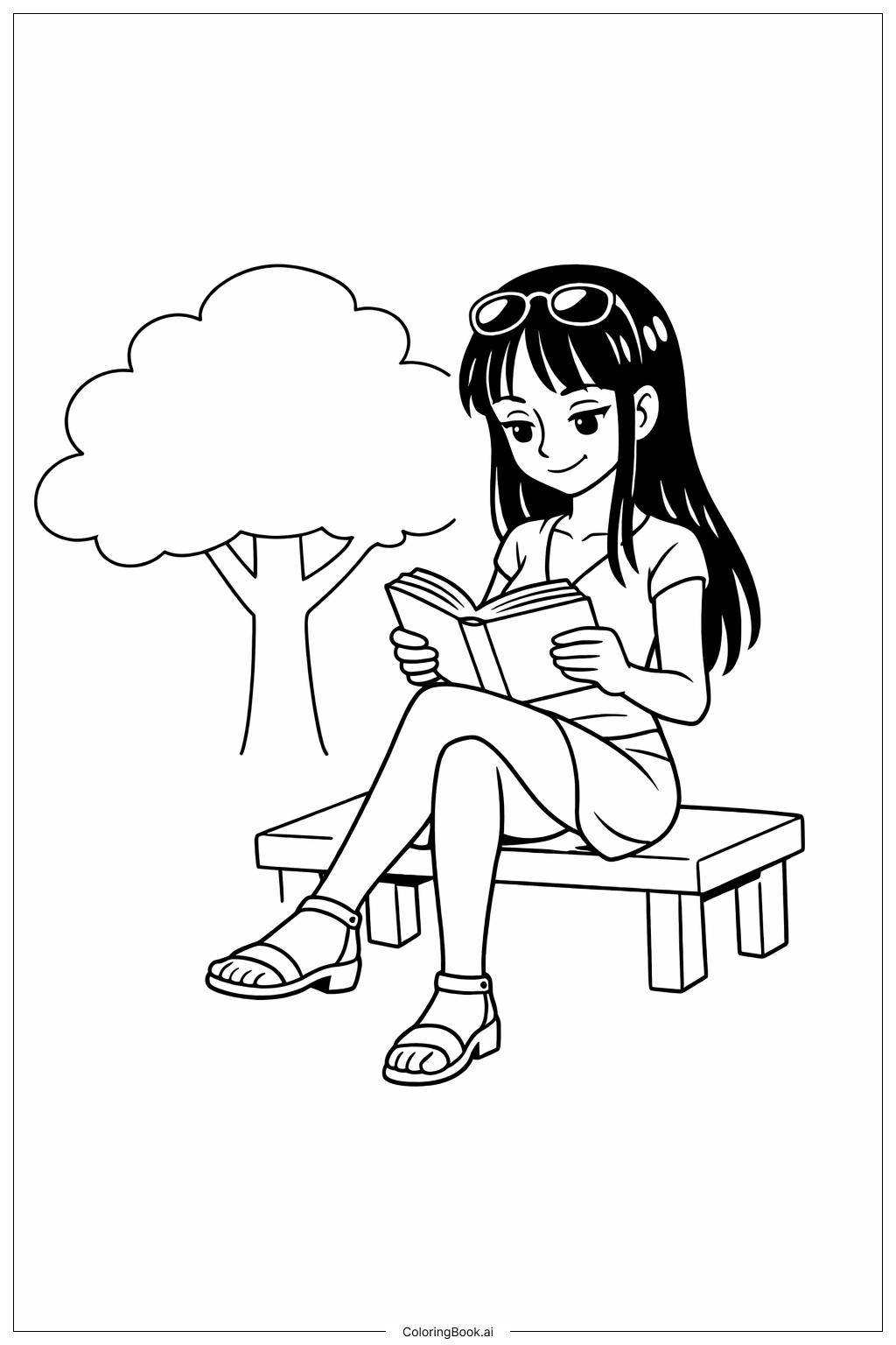 Página para colorir de Livro de Leitura da Robin de One Piece