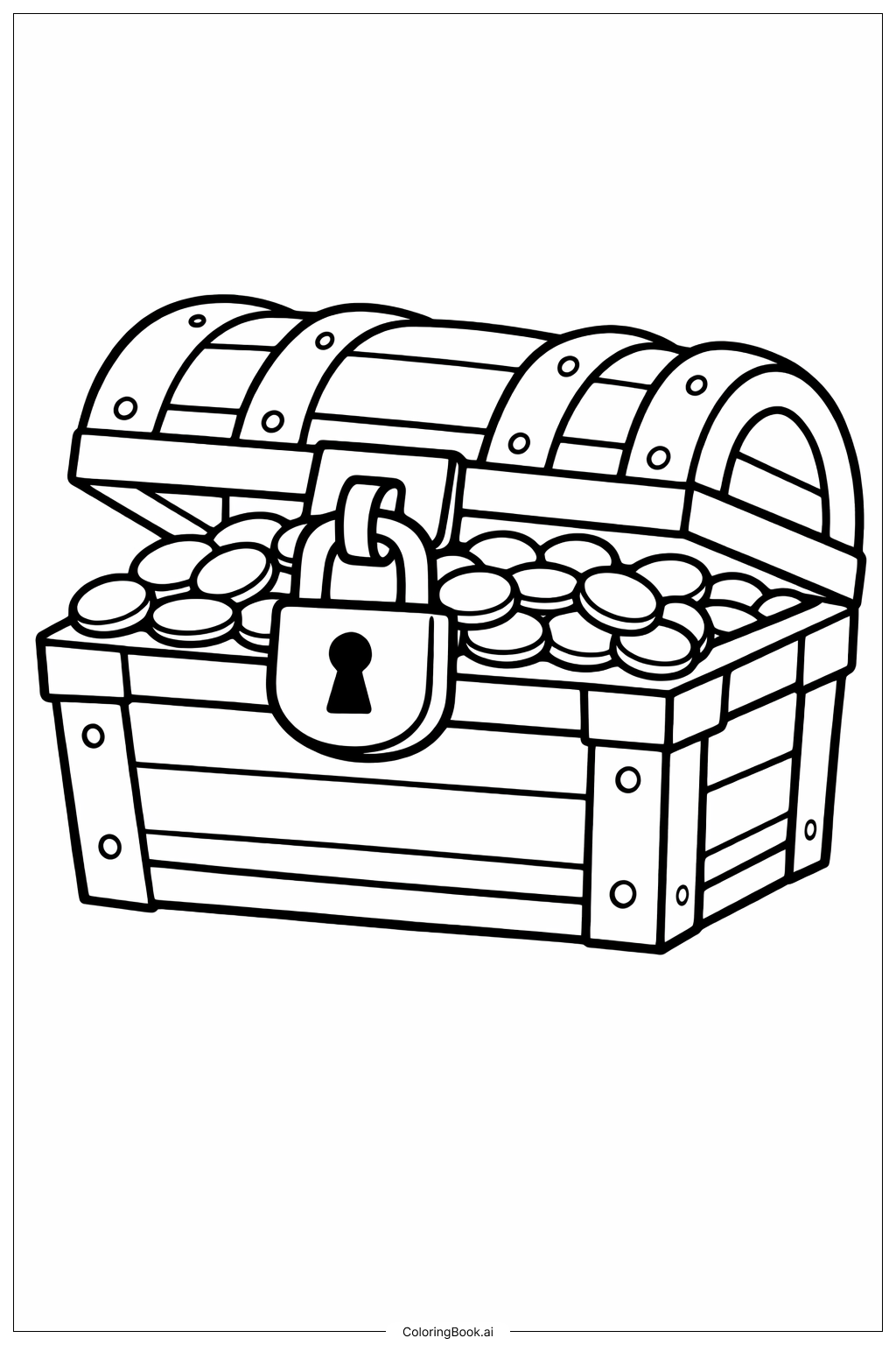Página para colorir de Baú do Tesouro Simples de One Piece