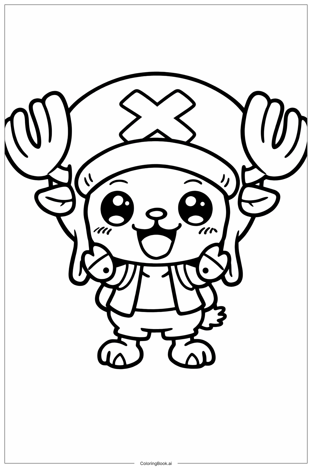 Página para colorir de One Piece Sorridente Chopper
