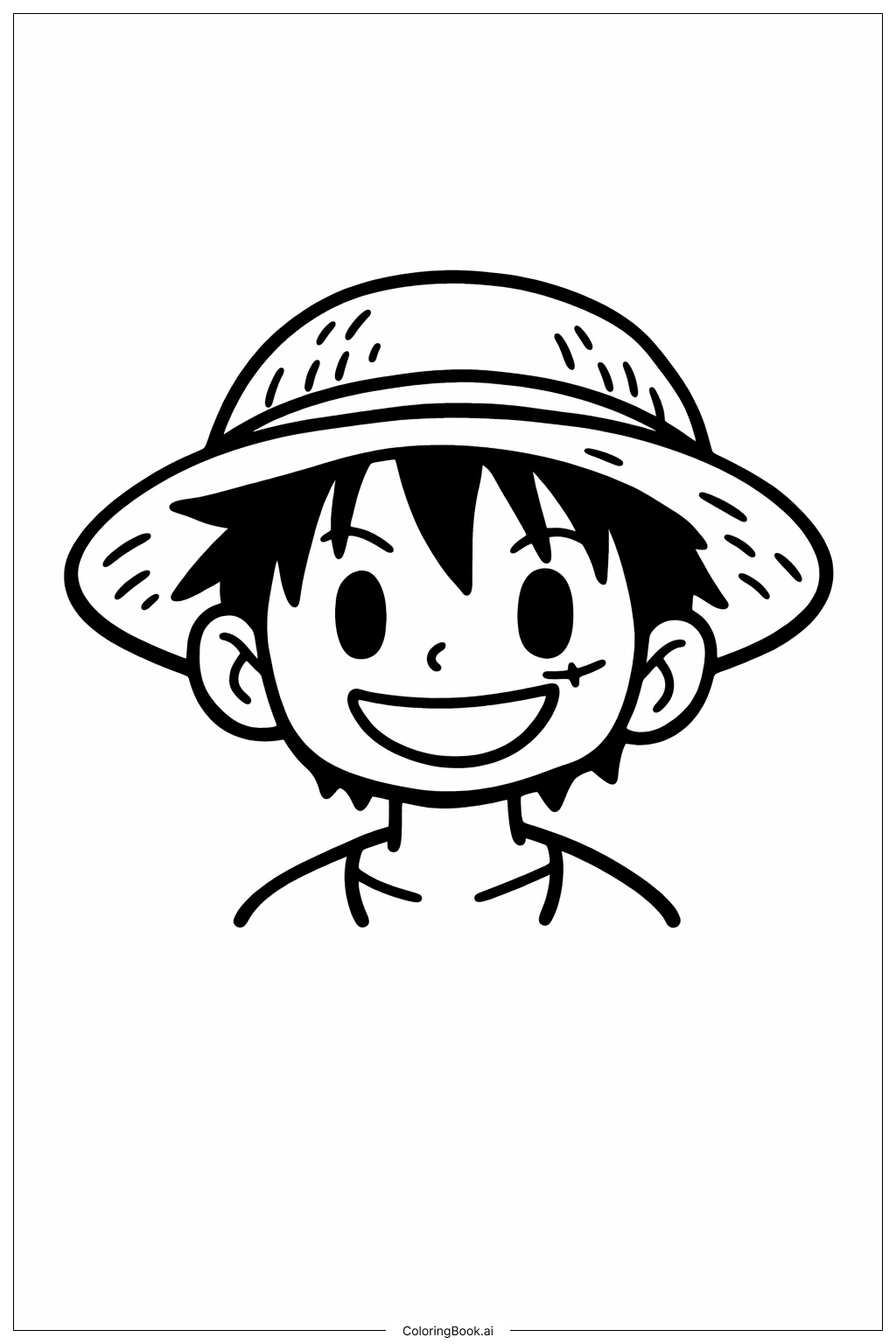 Página para colorir de Retrato de Chapéu de Palha de One Piece
