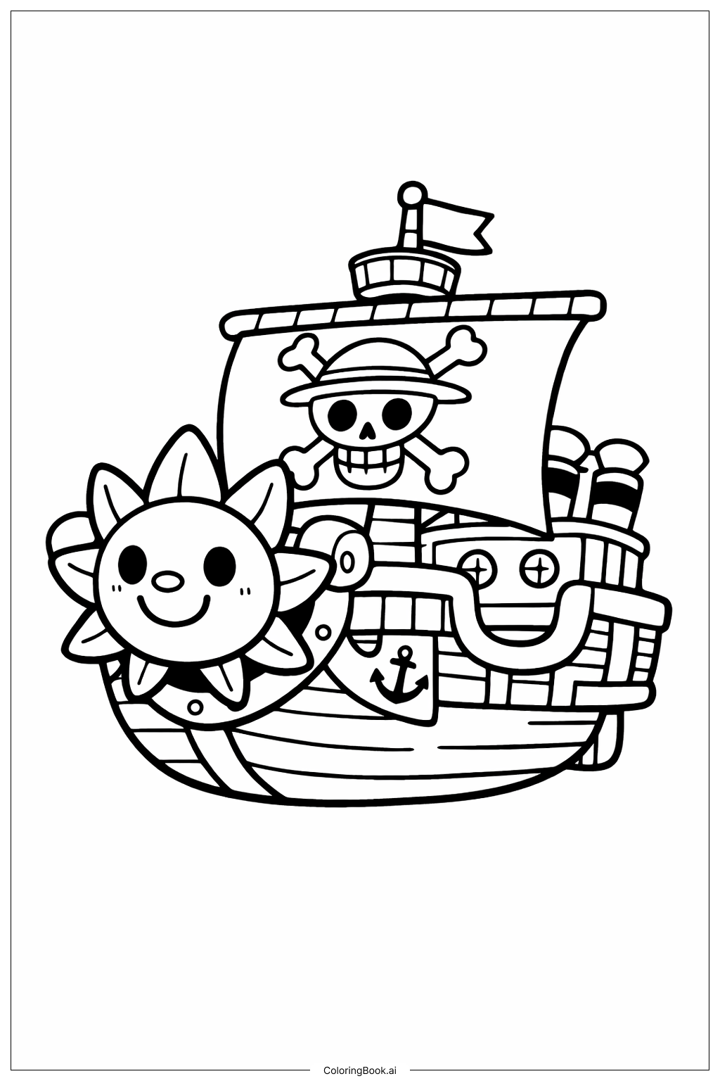 Página para colorir de Barco Sunny de One Piece Simples