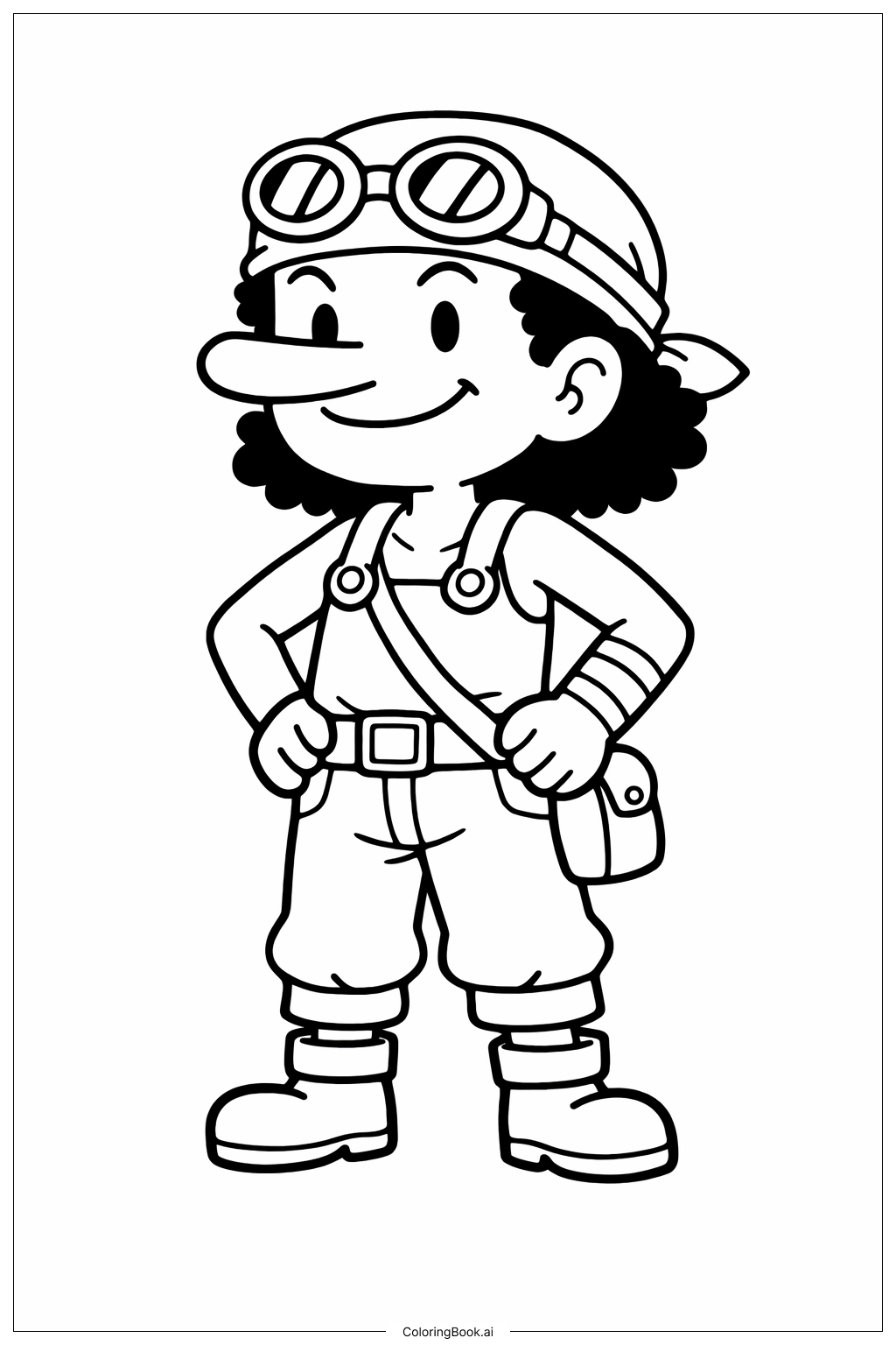 Página para colorir de One Piece Usopp Pose Simples