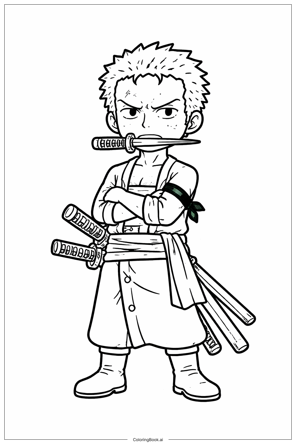 Página para colorir de One Piece Zoro Posição de Pé
