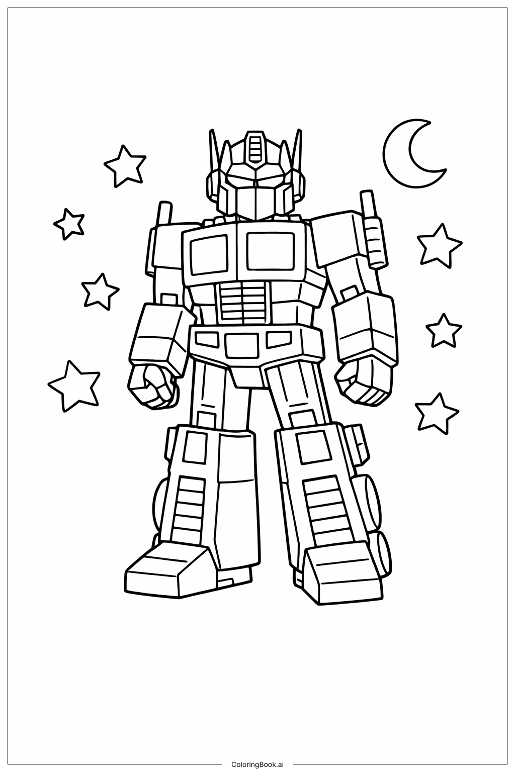  擎天柱与星星填色页 