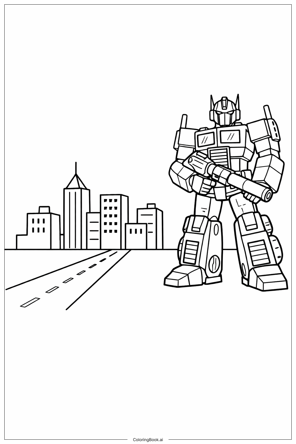  시를 지키는 옵티머스 프라임 색칠공부 페이지 