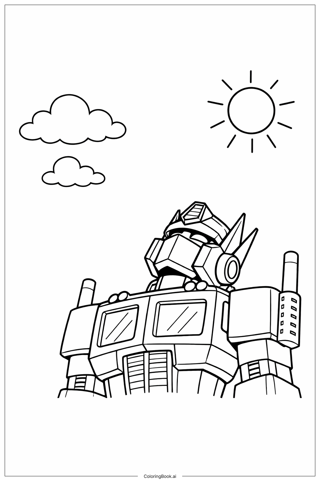  擎天柱仰望天空填色页 