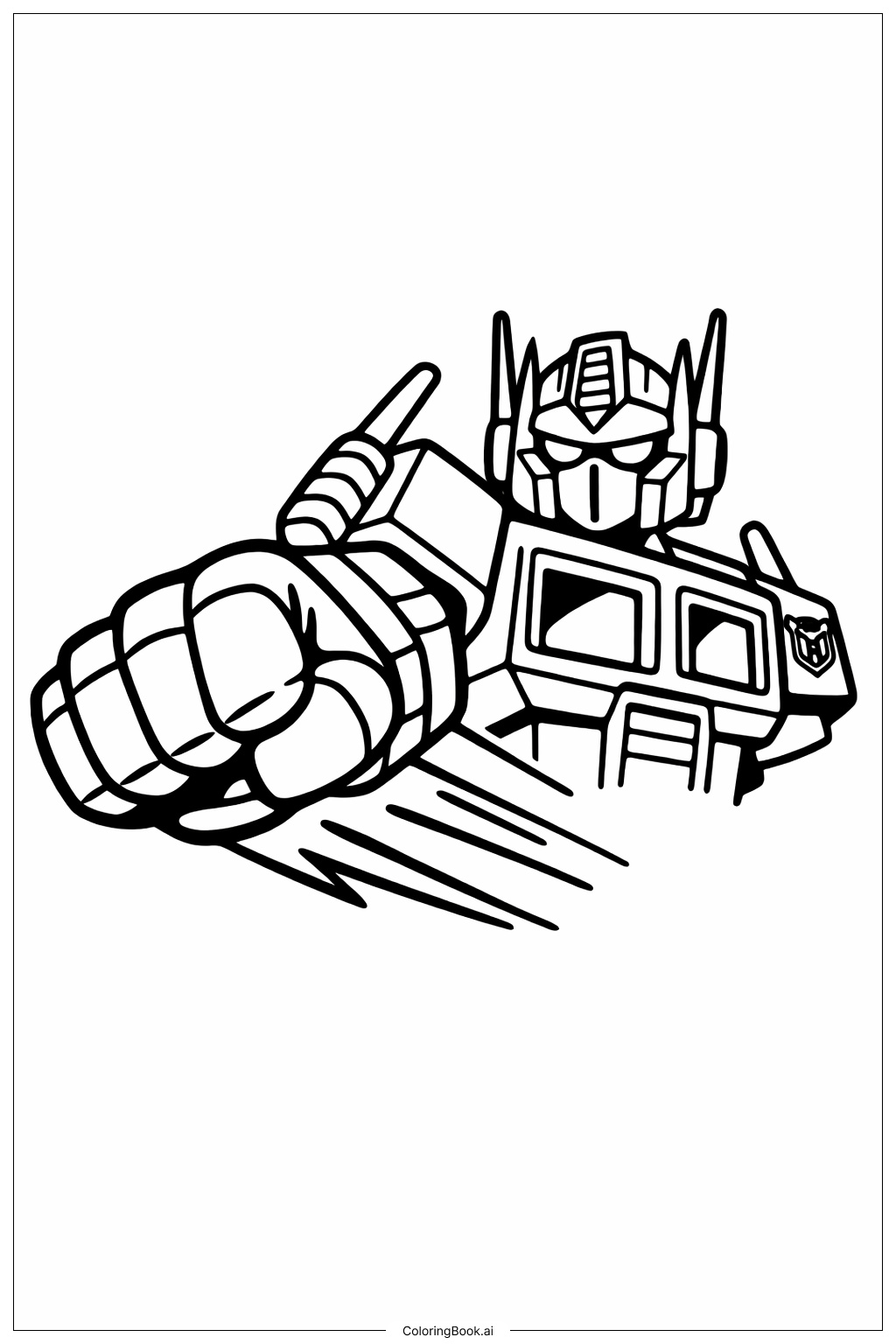  オプティマスプライム ロケットフィストの塗り絵ページ 