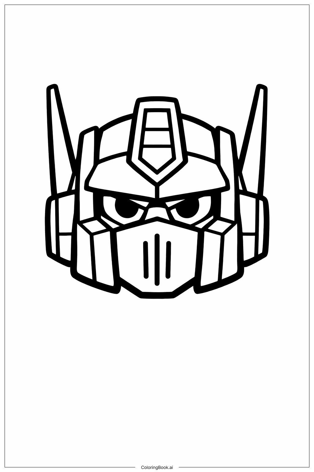  Trang tô màu Góc nhìn gần mặt đơn giản của Optimus Prime 