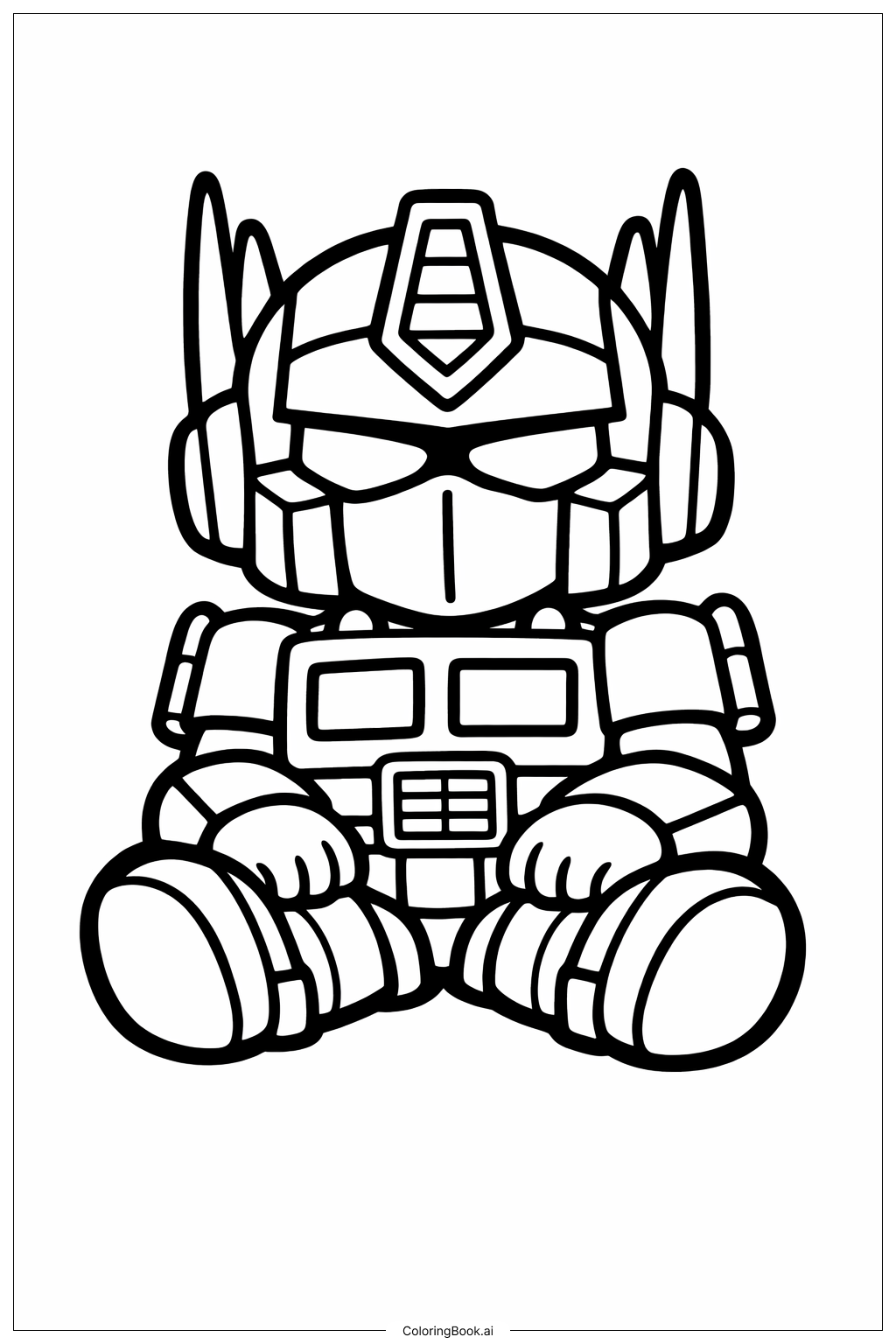  Trang tô màu Optimus Prime Ngồi 