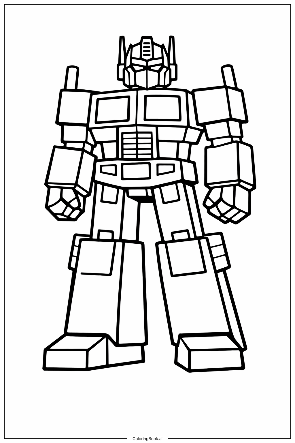  Trang tô màu Optimus Prime Đứng Thẳng 