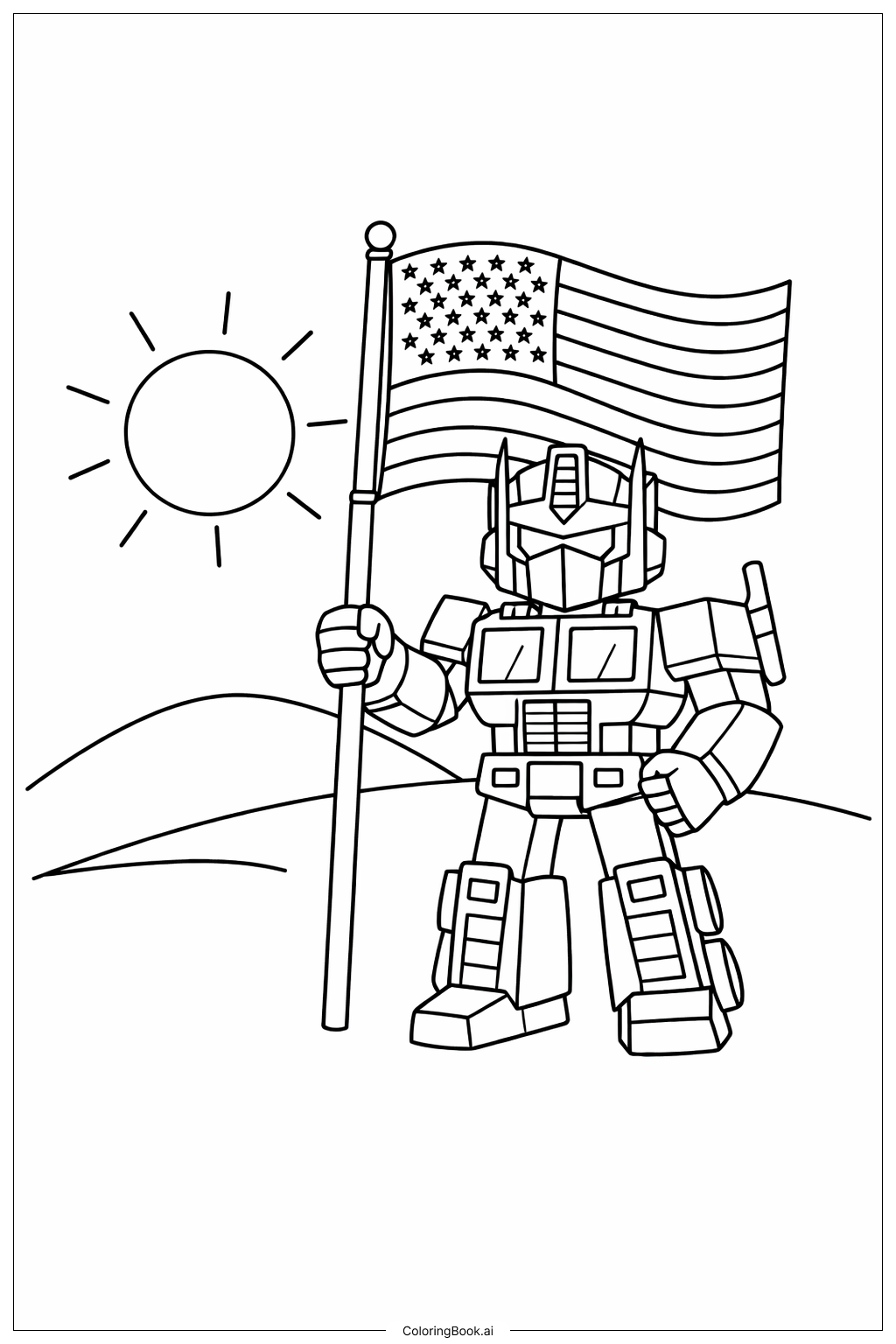  举旗的擎天柱填色页 