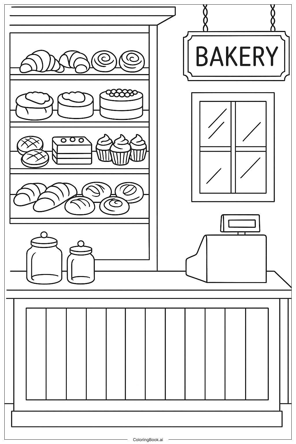  オレンジベーカリー展示の塗り絵ページ 