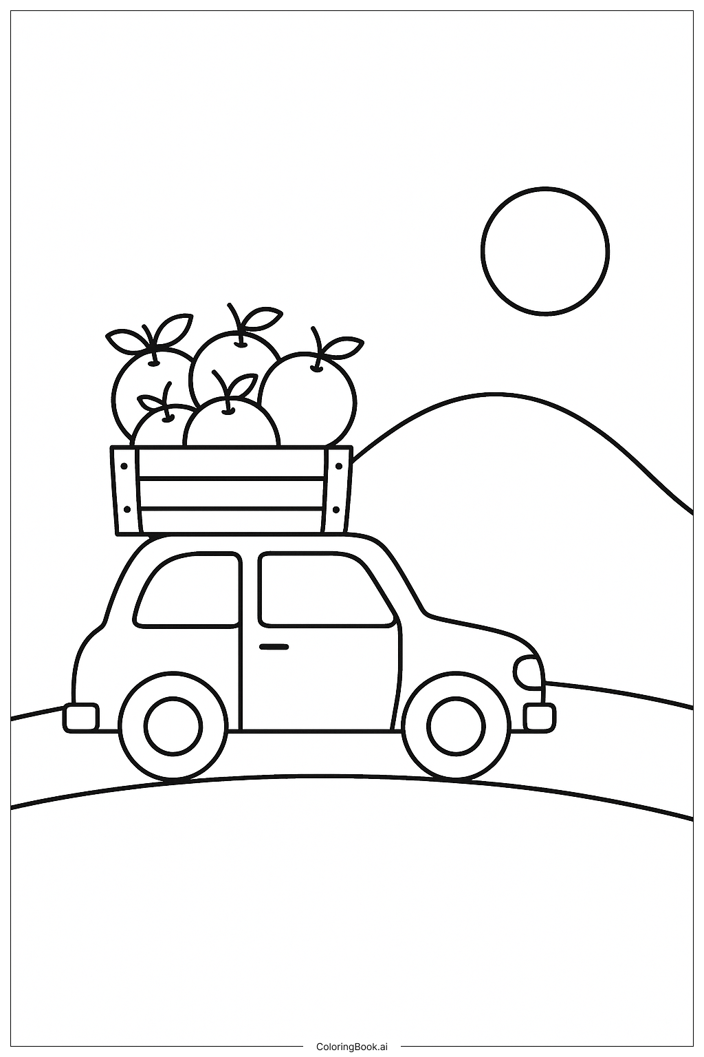  Orange Car On Road Coloring Page 