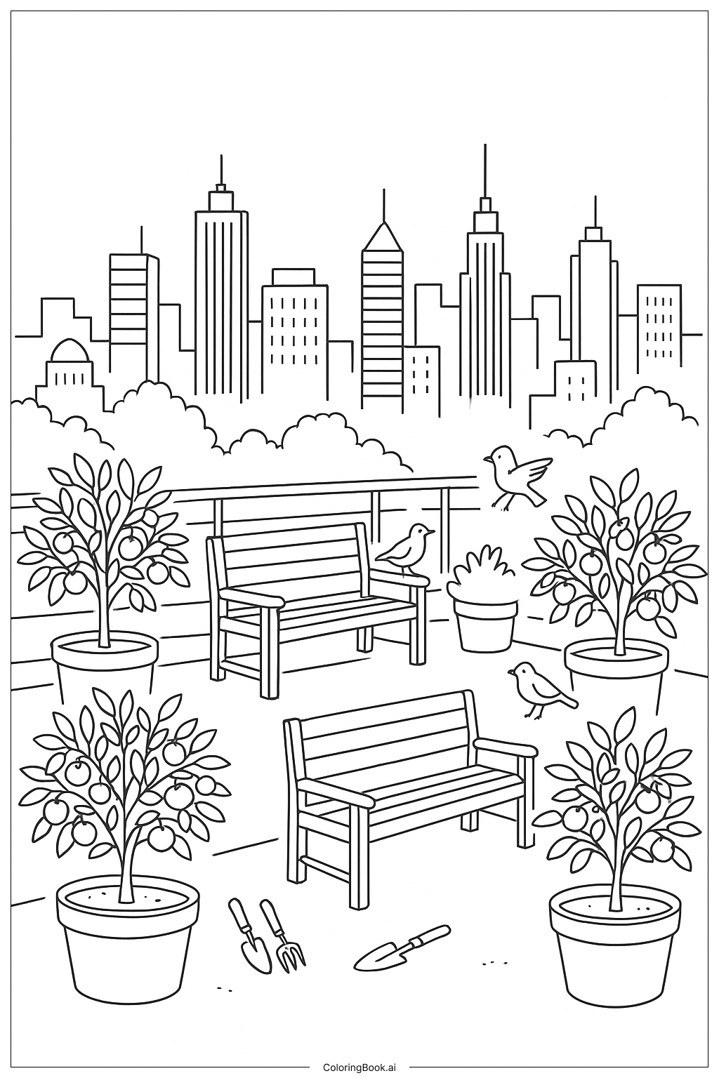  オレンジシティの屋上庭園の塗り絵ページ 