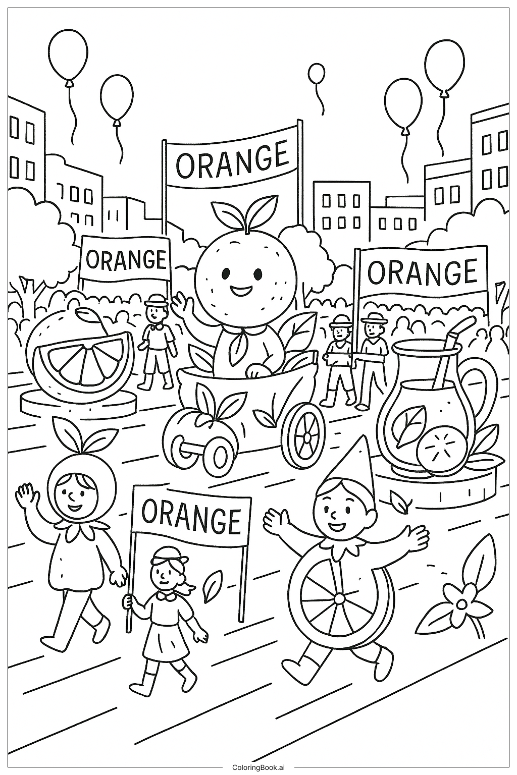  Trang tô màu Lễ Hội Diễu Hành Cam 