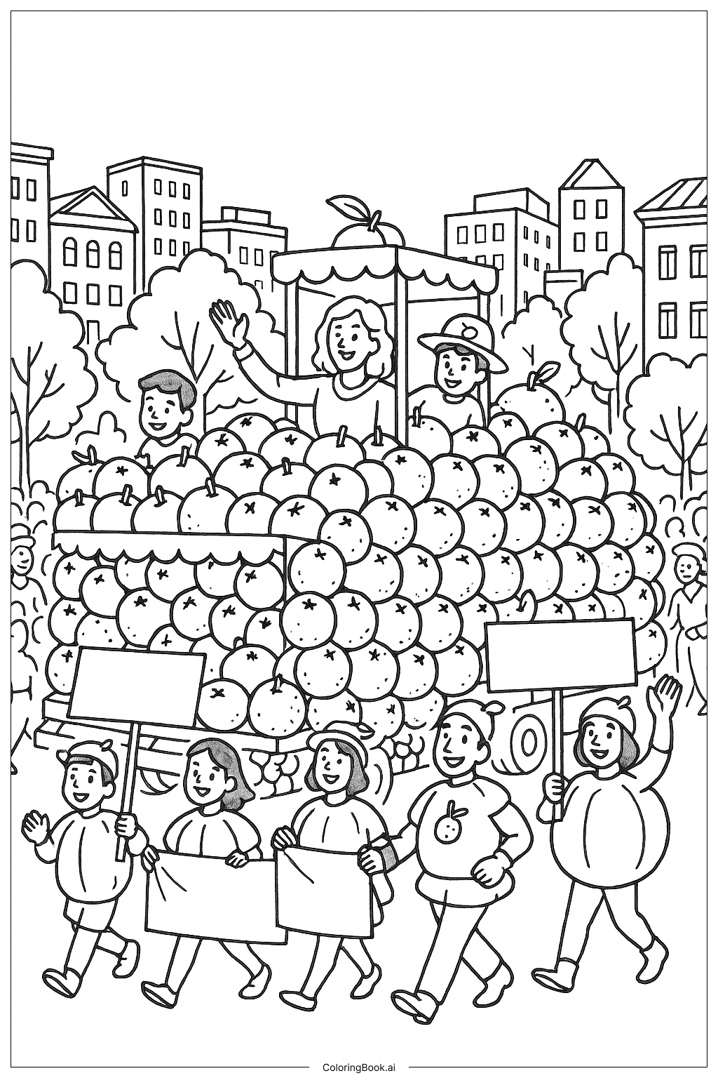 오렌지 축제 퍼레이드 색칠공부 페이지