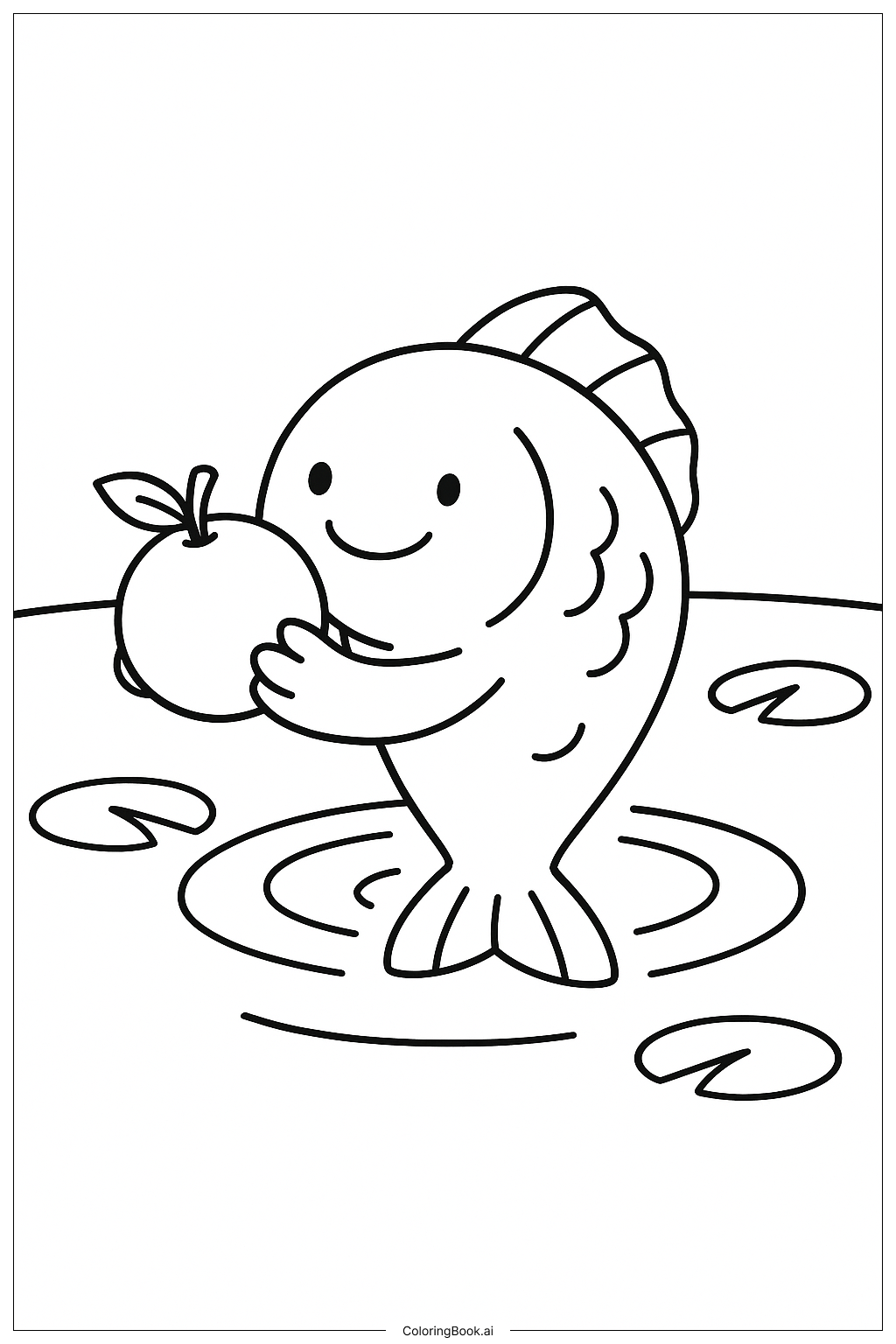  Page de coloriage Poisson Orange dans l'Étang 