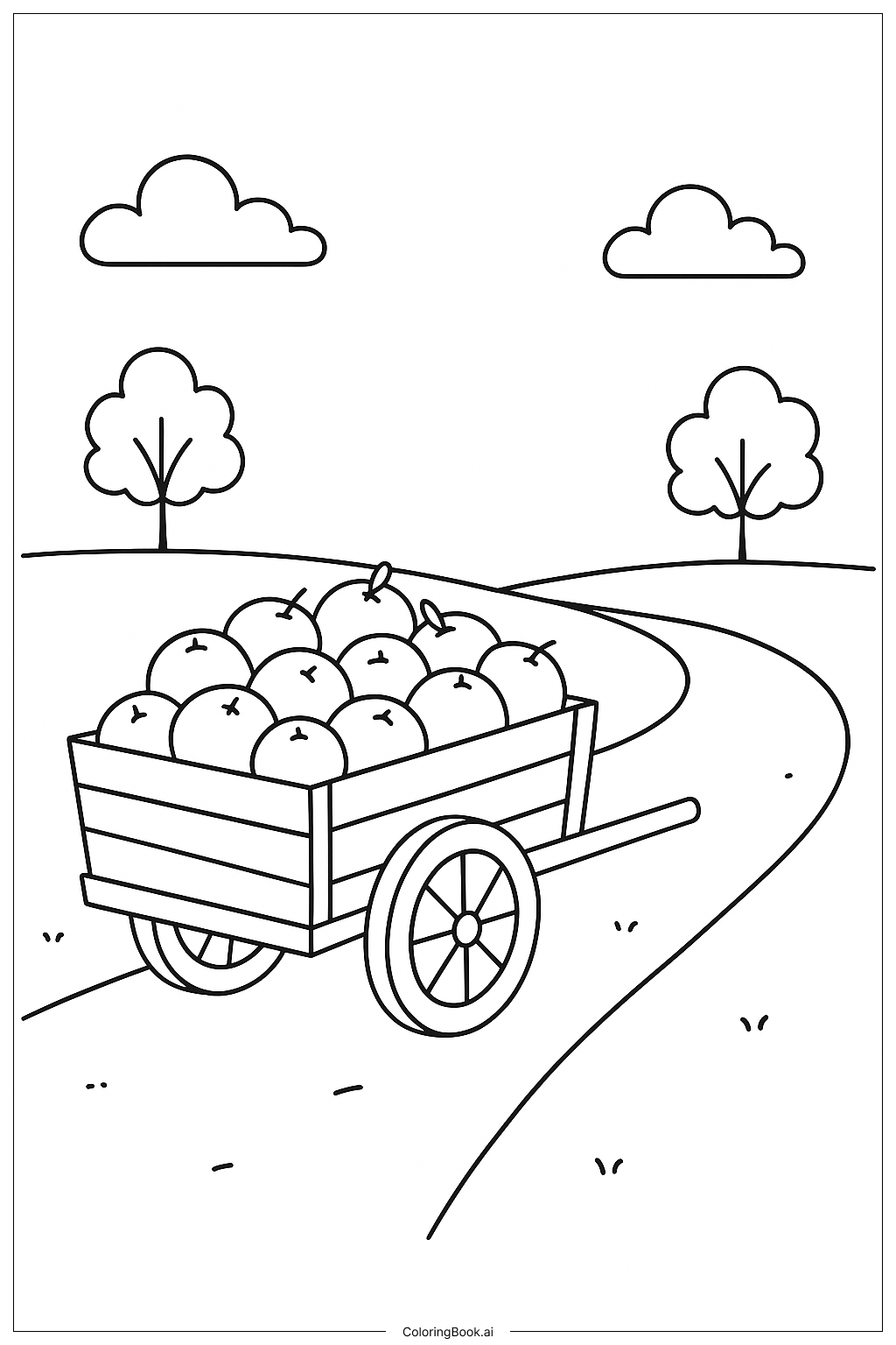  Orange Harvest Cart Coloring Page 