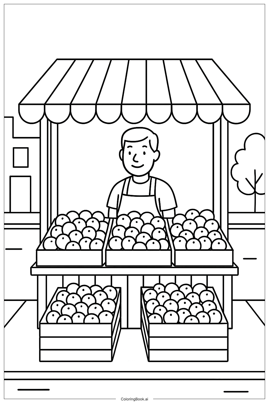  Orange Market Stall Coloring Page 