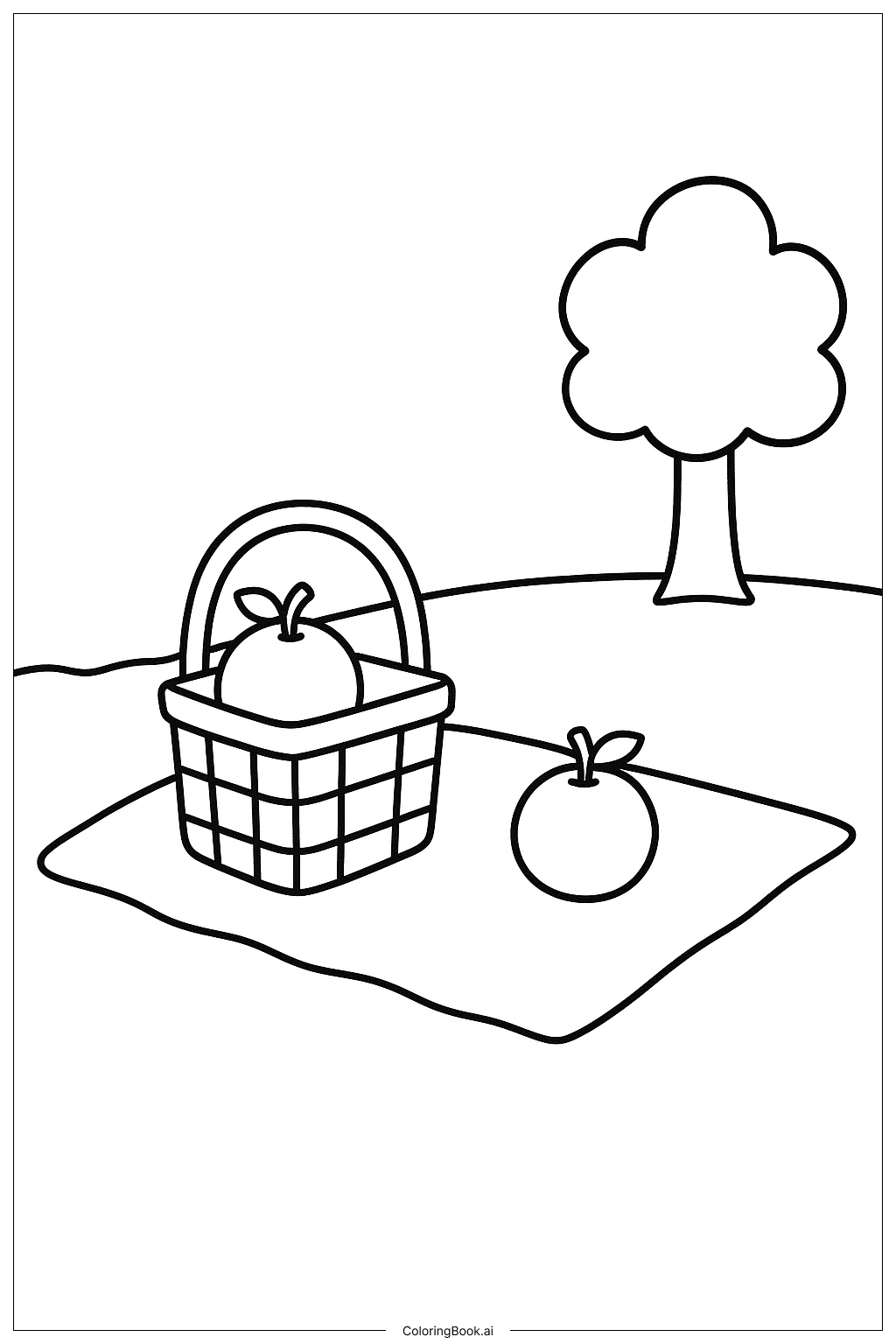  Orange Picnic Basket Coloring Page 