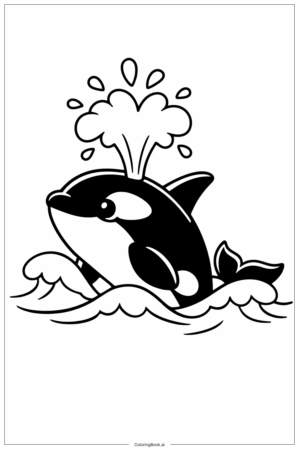 Orca bläst Wasserfontäne Ausmalseite