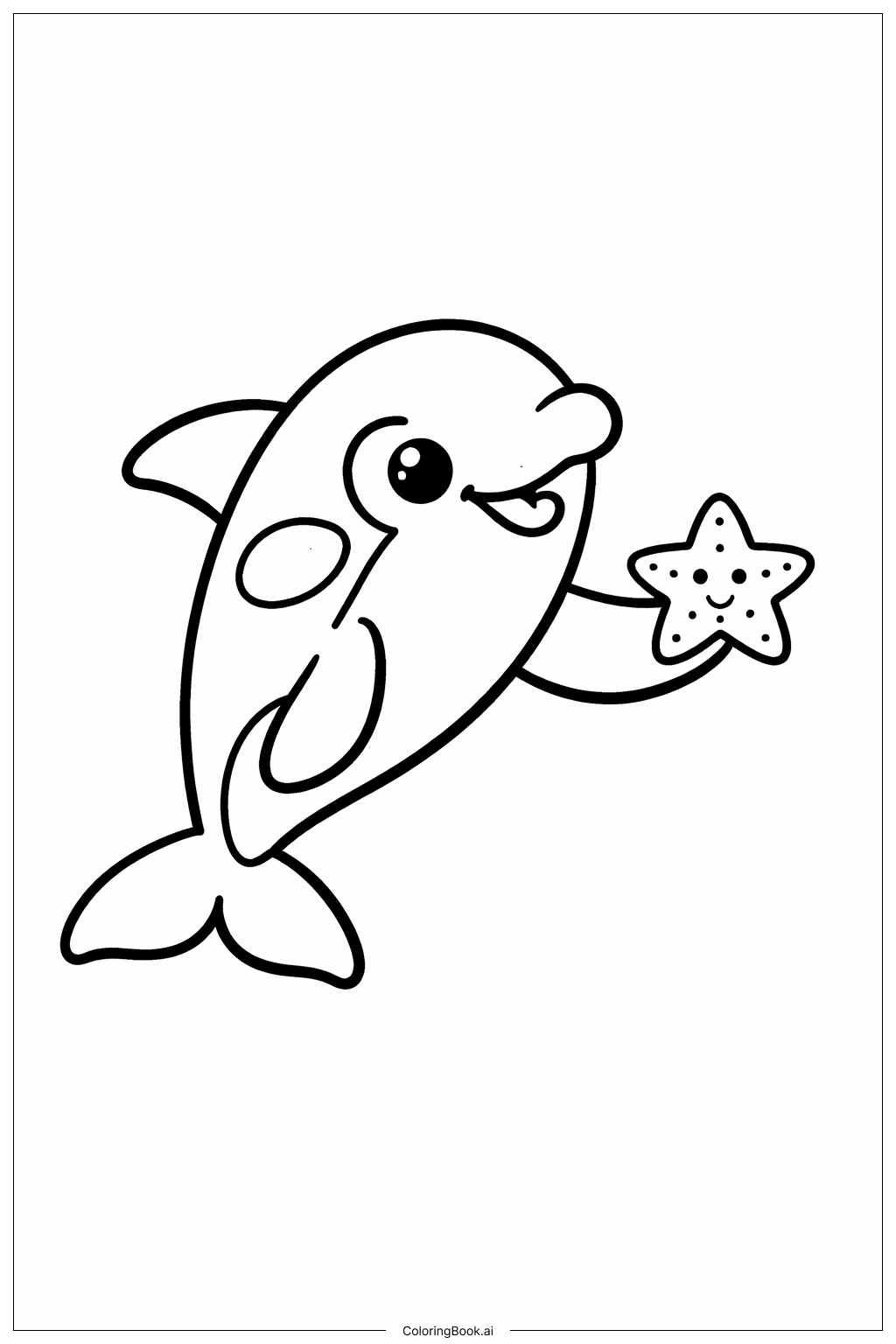 불가사리를 들고 있는 범고래 색칠공부 페이지