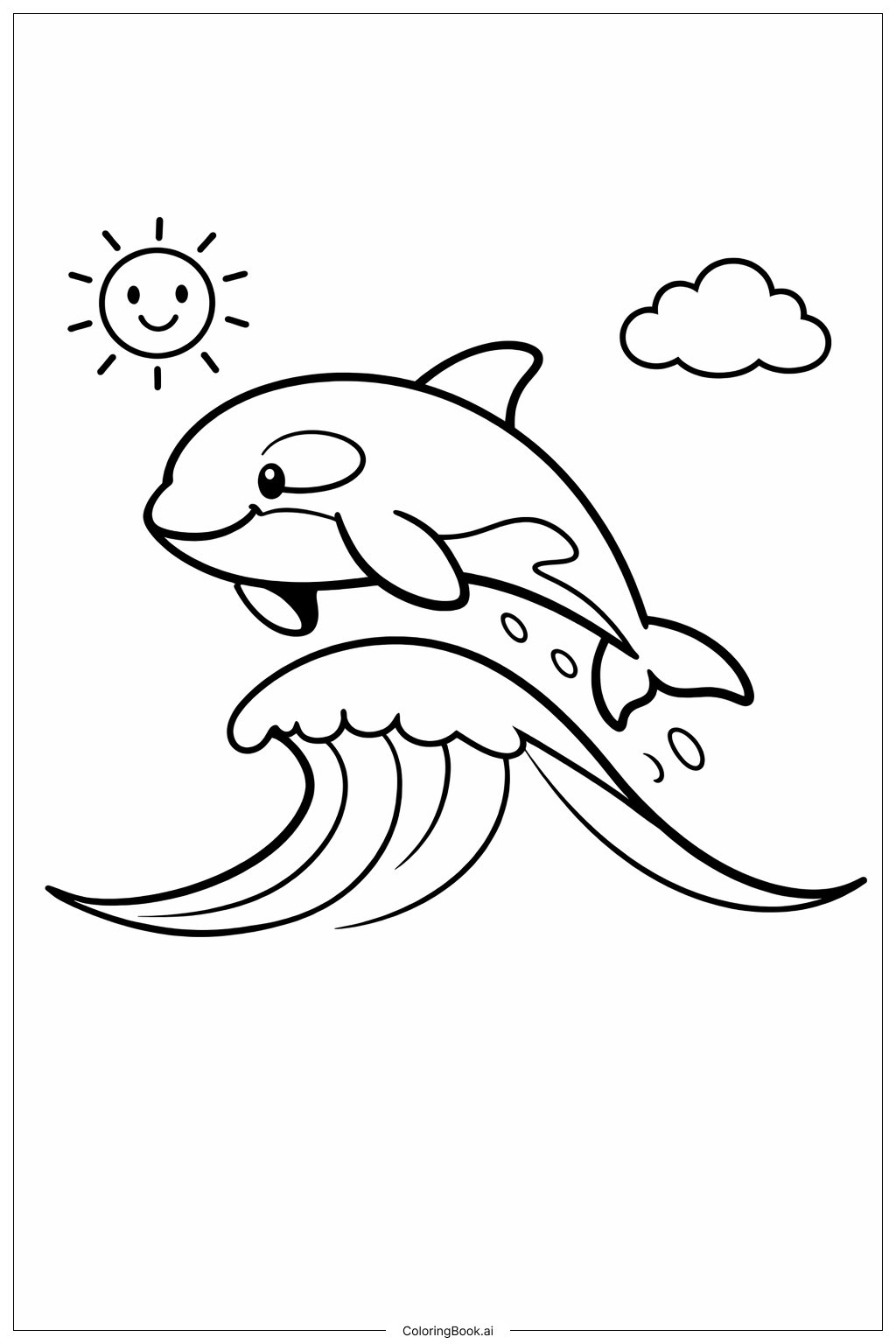 Orca springt über Welle Ausmalseite