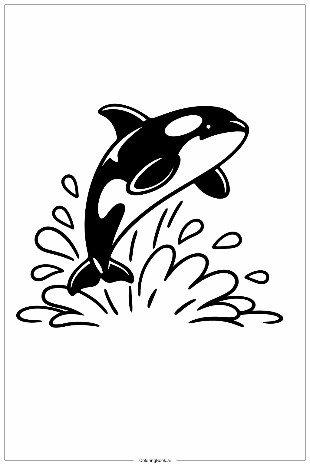  Schwertwal springt mit Spritzern Ausmalseite 