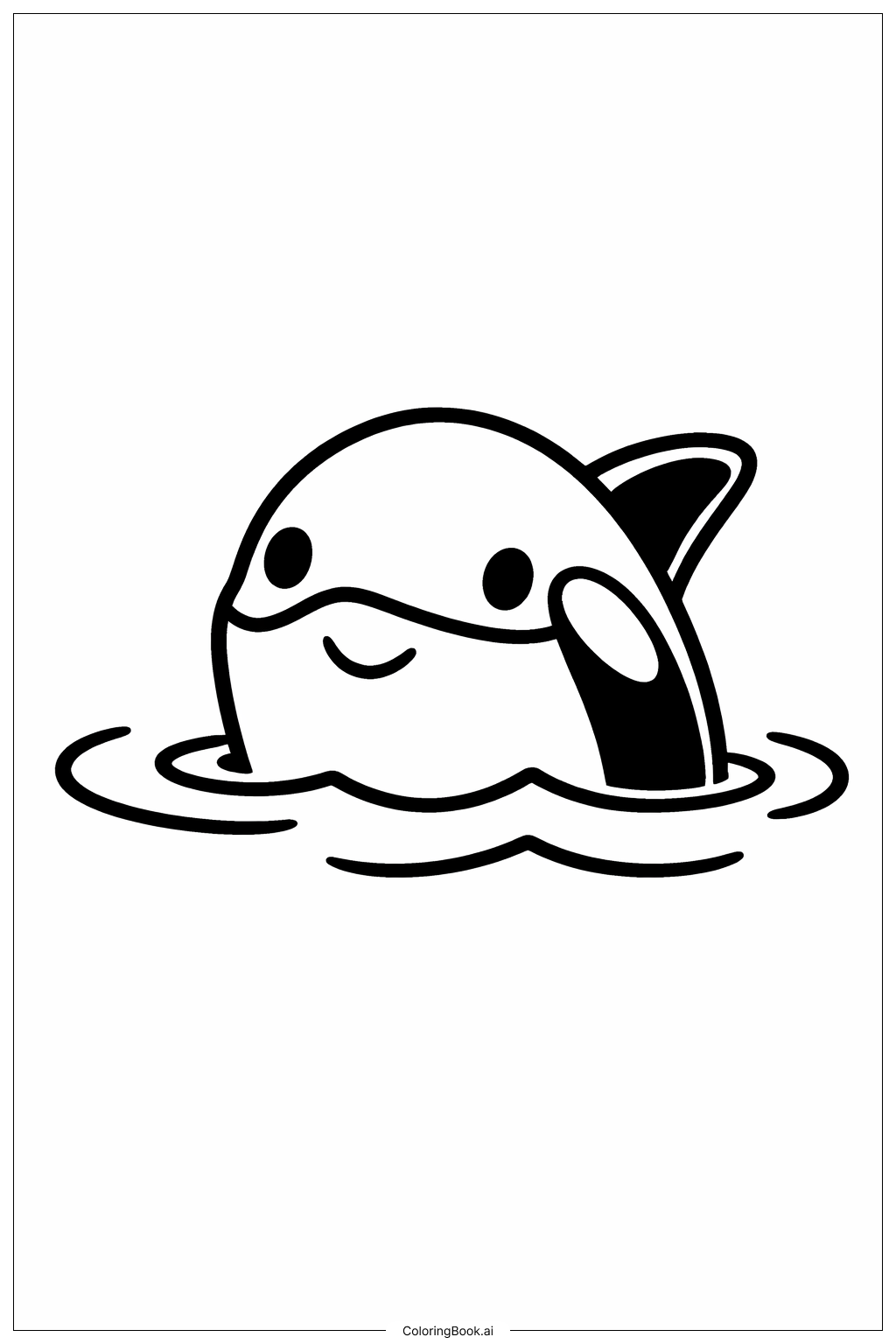  Página para colorear de Orca asomándose desde el agua 