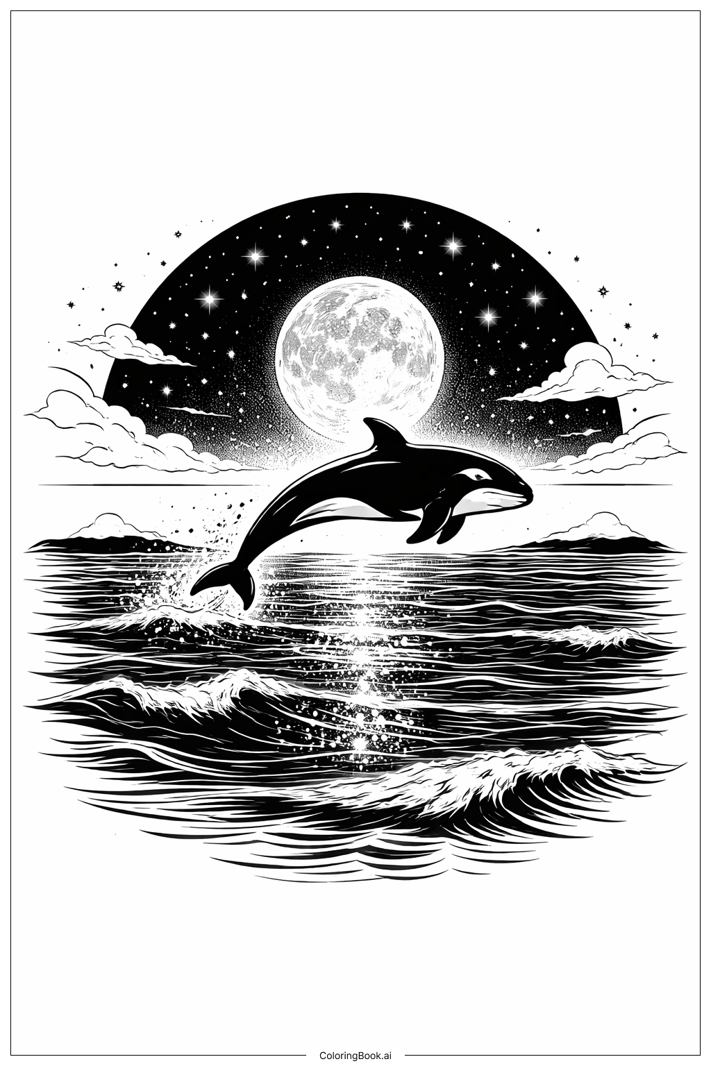 月光海下的虎鯨著色頁