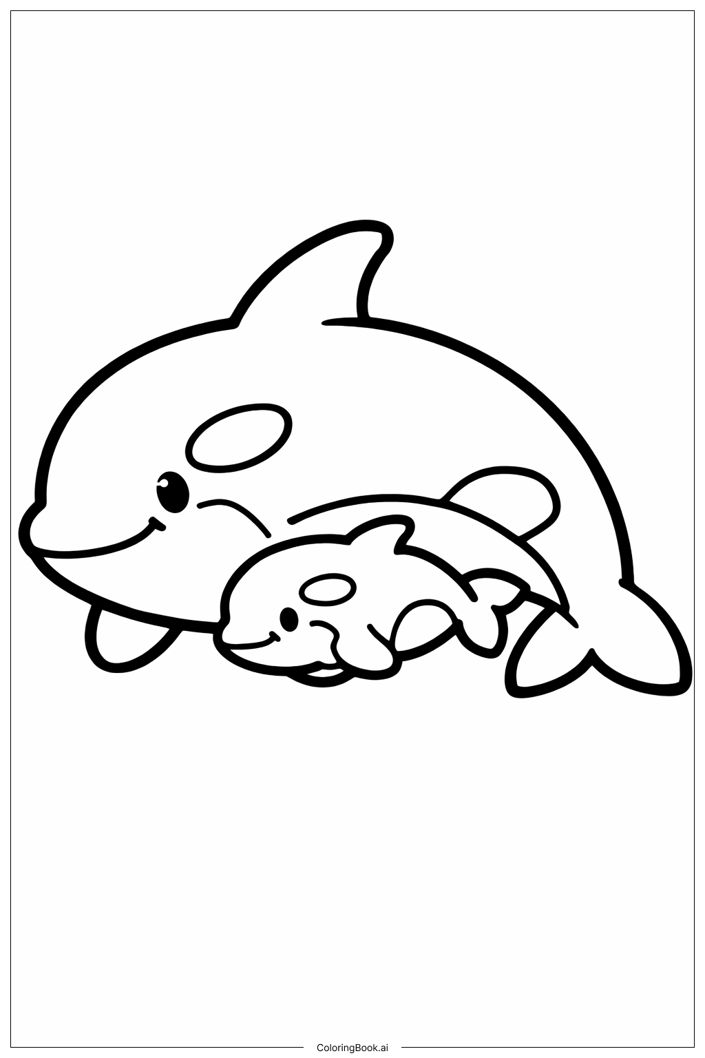  Orca mit Baby eingerollt Ausmalseite 