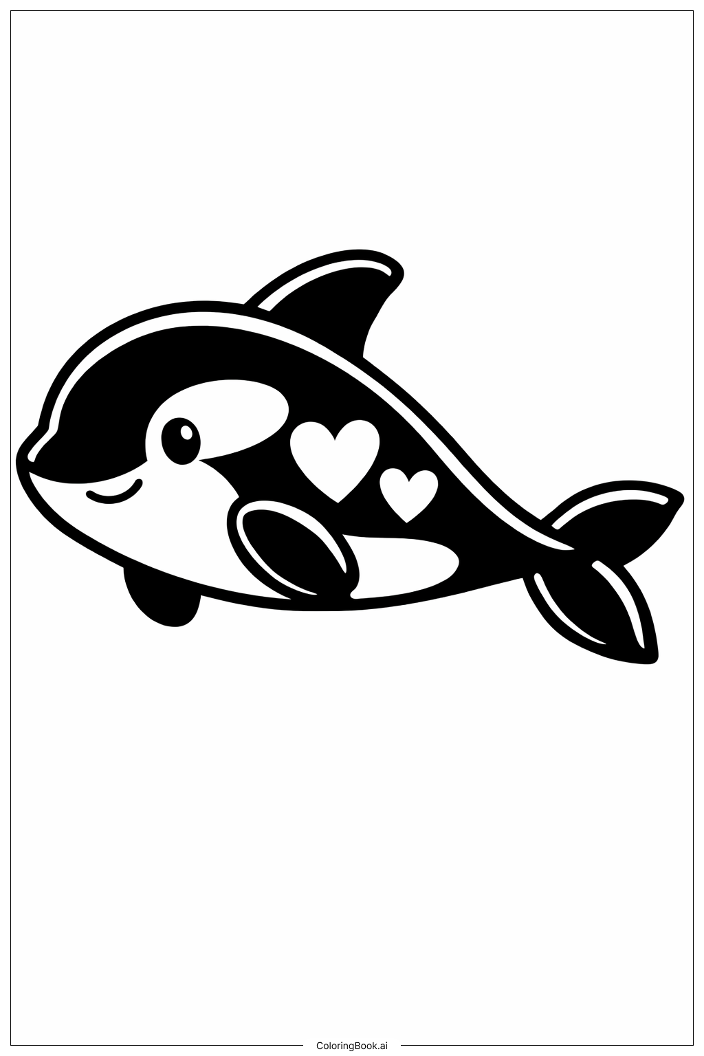 Orca mit Herzzeichen Ausmalseite