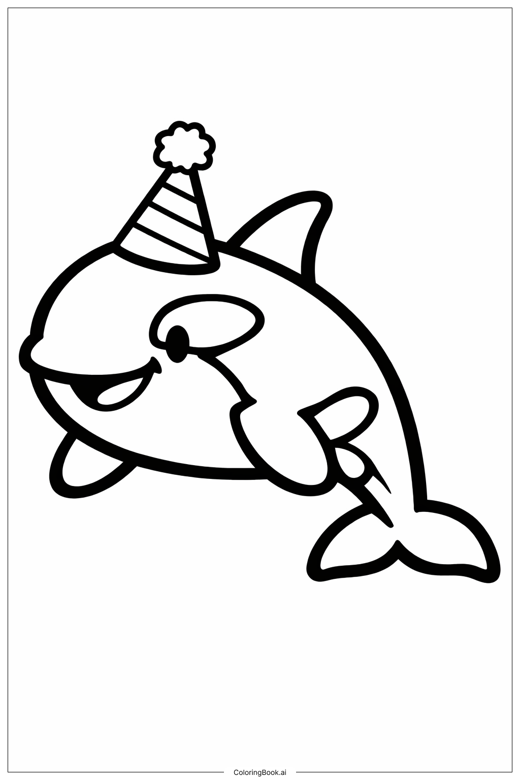 파티 모자를 쓴 범고래 색칠공부 페이지