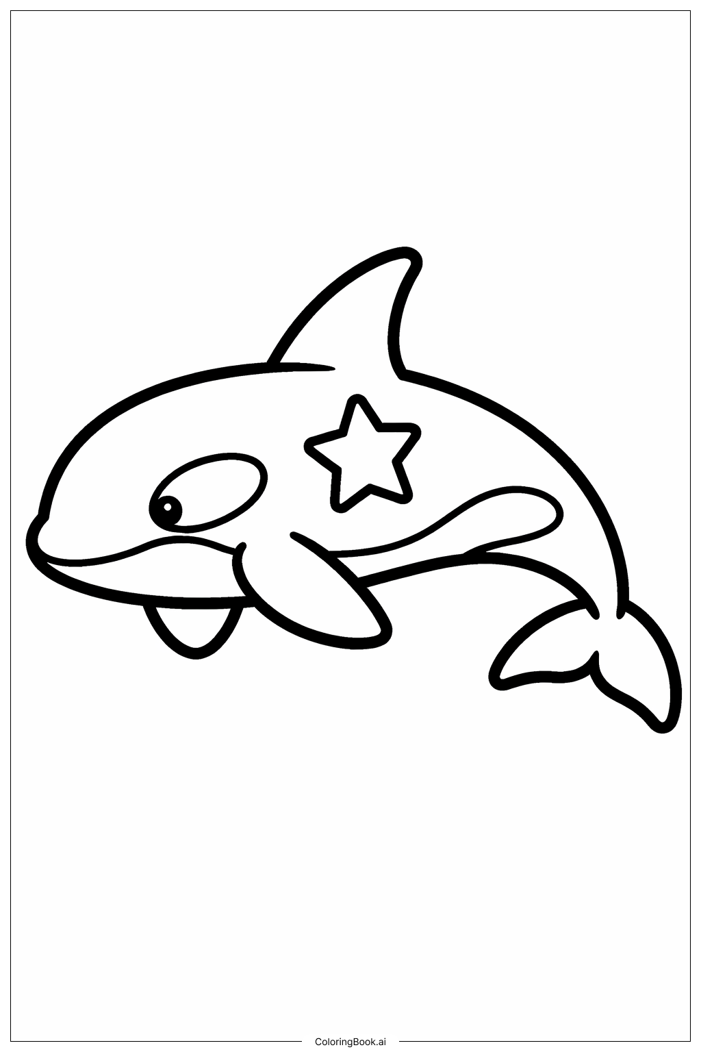 Orca mit Stern Ausmalseite