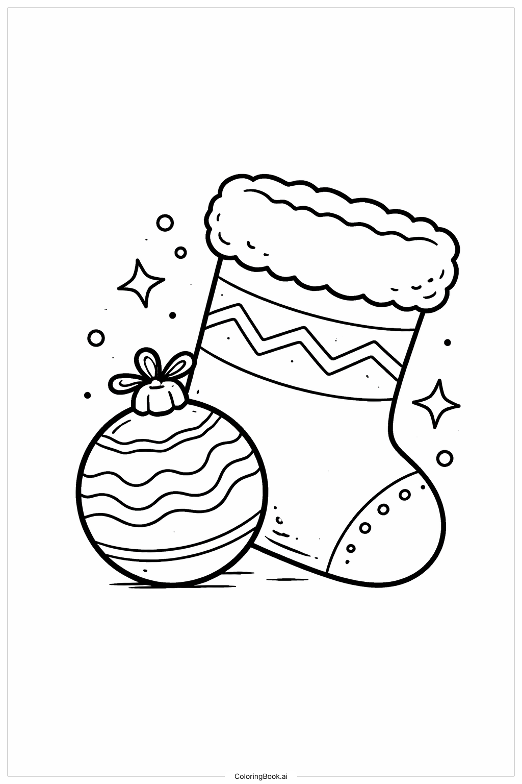  Ornament und Strumpf Ausmalseite 