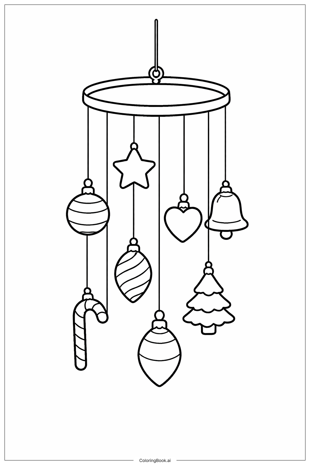  Página para colorear de Móvil colgante de adornos 