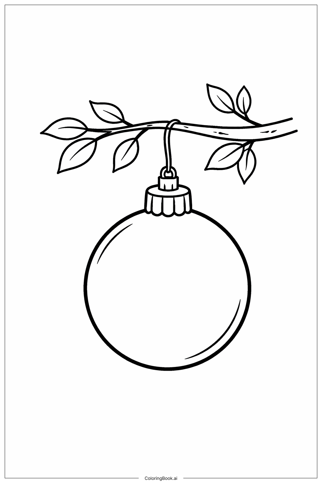  Página para colorear de Adorno en la rama 