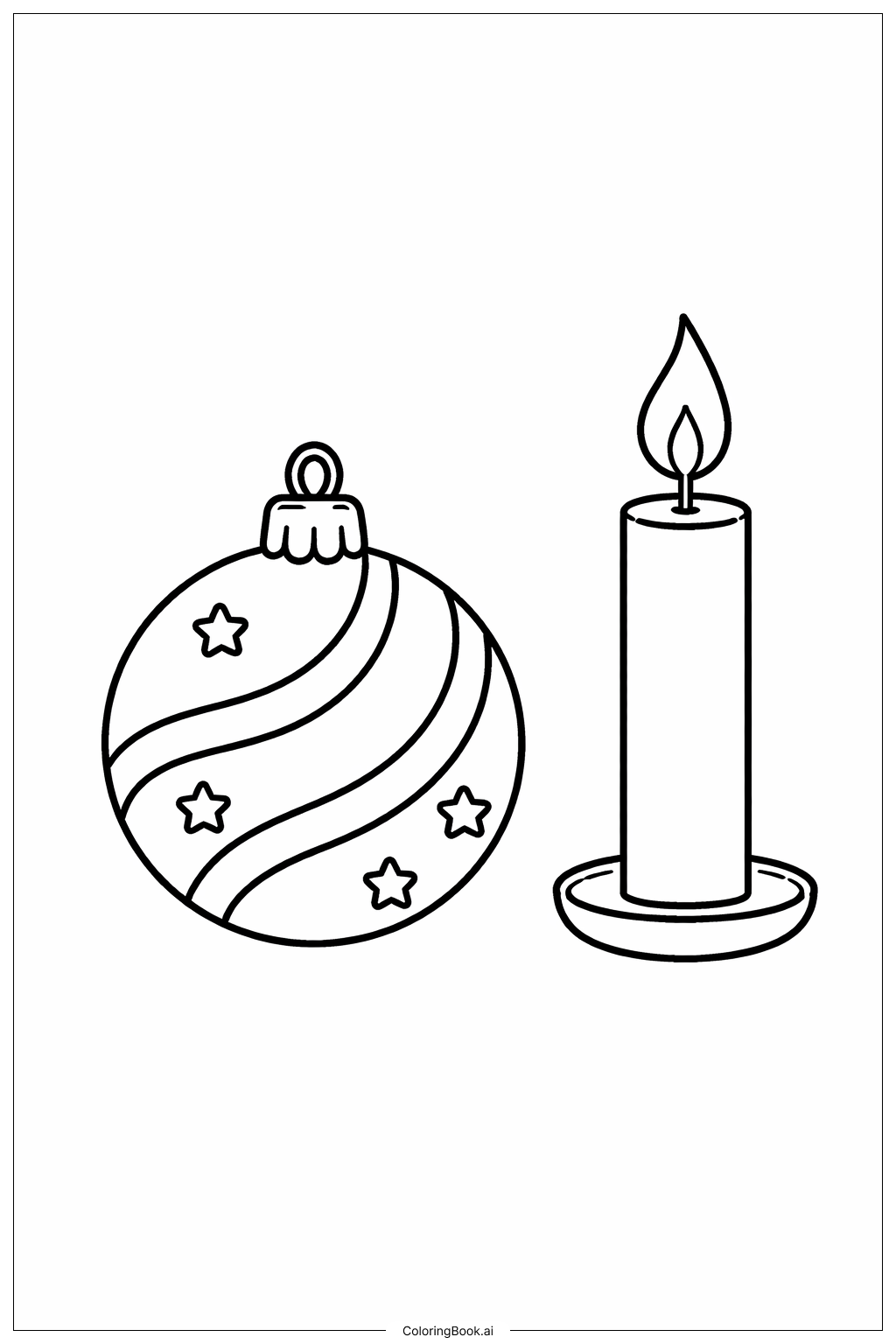  Página para colorear de Adorno con vela 
