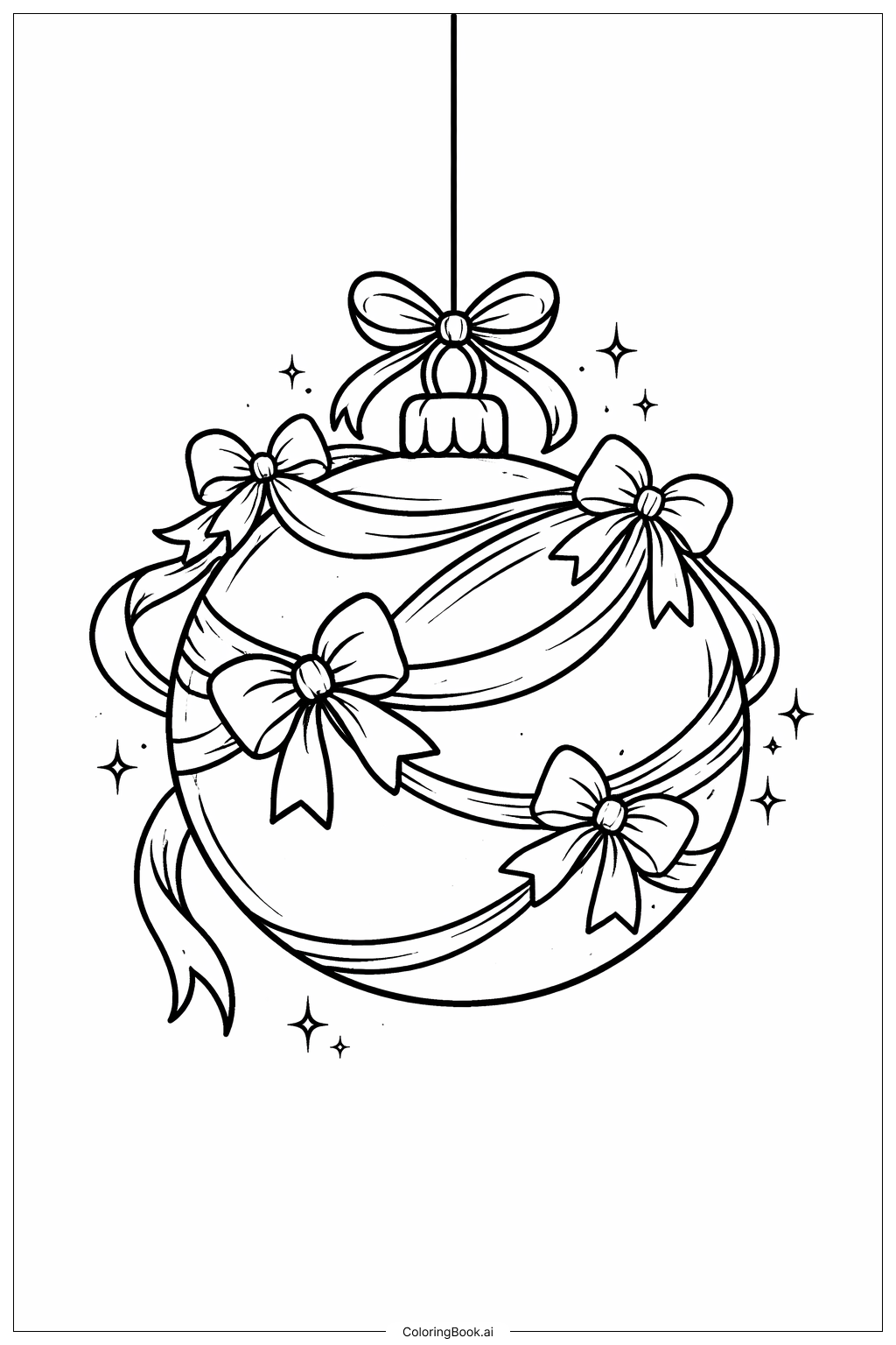  Ornament mit Bändern und Schleifen Ausmalseite 