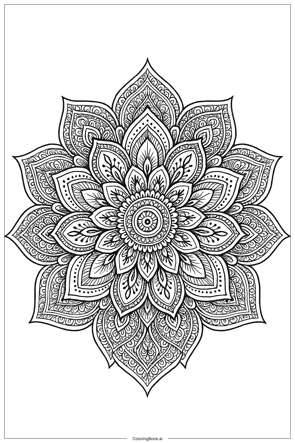 Página para colorear de Tatuaje de Mandala Ornamentado 