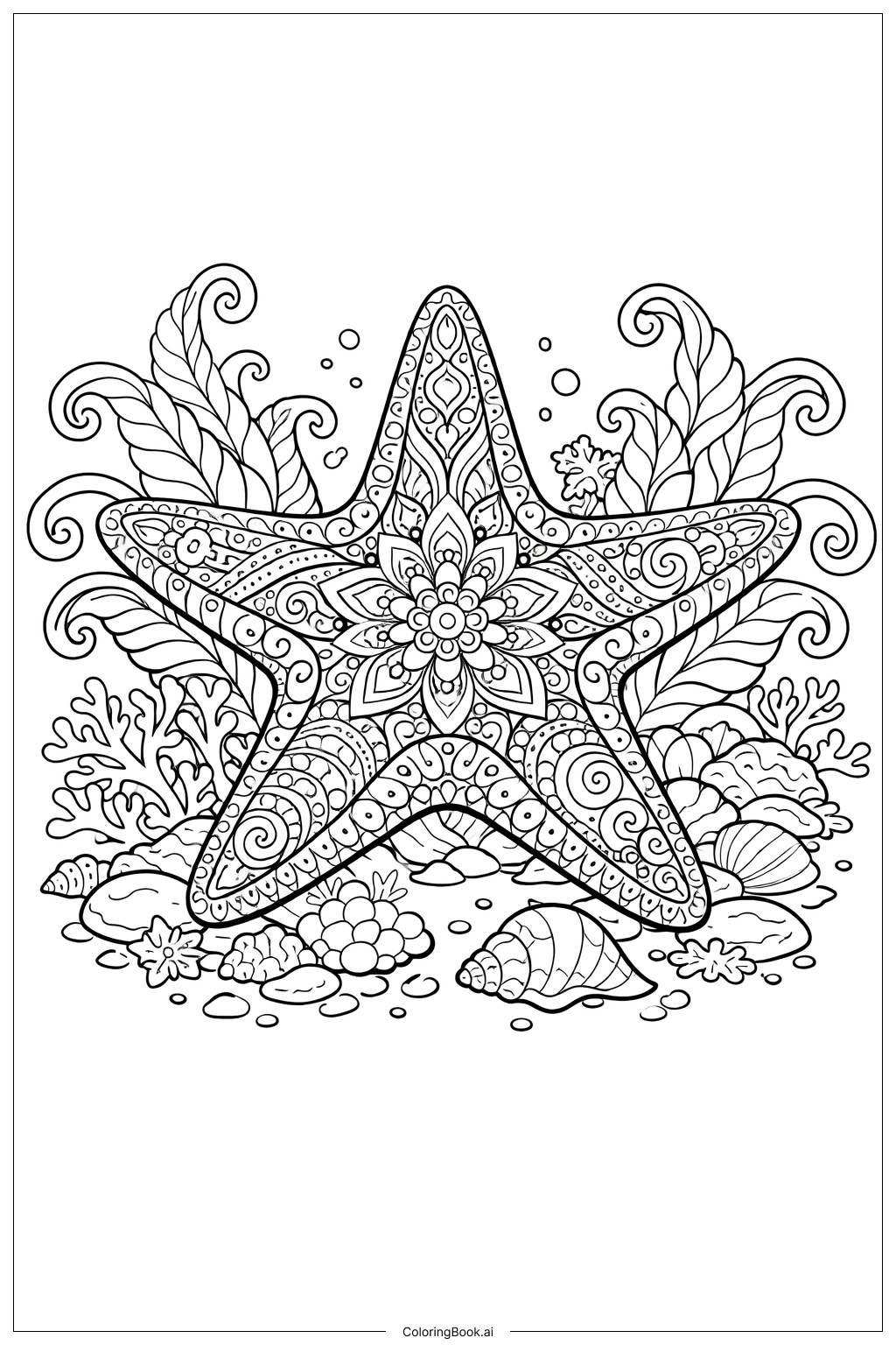  Trang tô màu Sao Biển Trang Trí Với Họa Tiết 