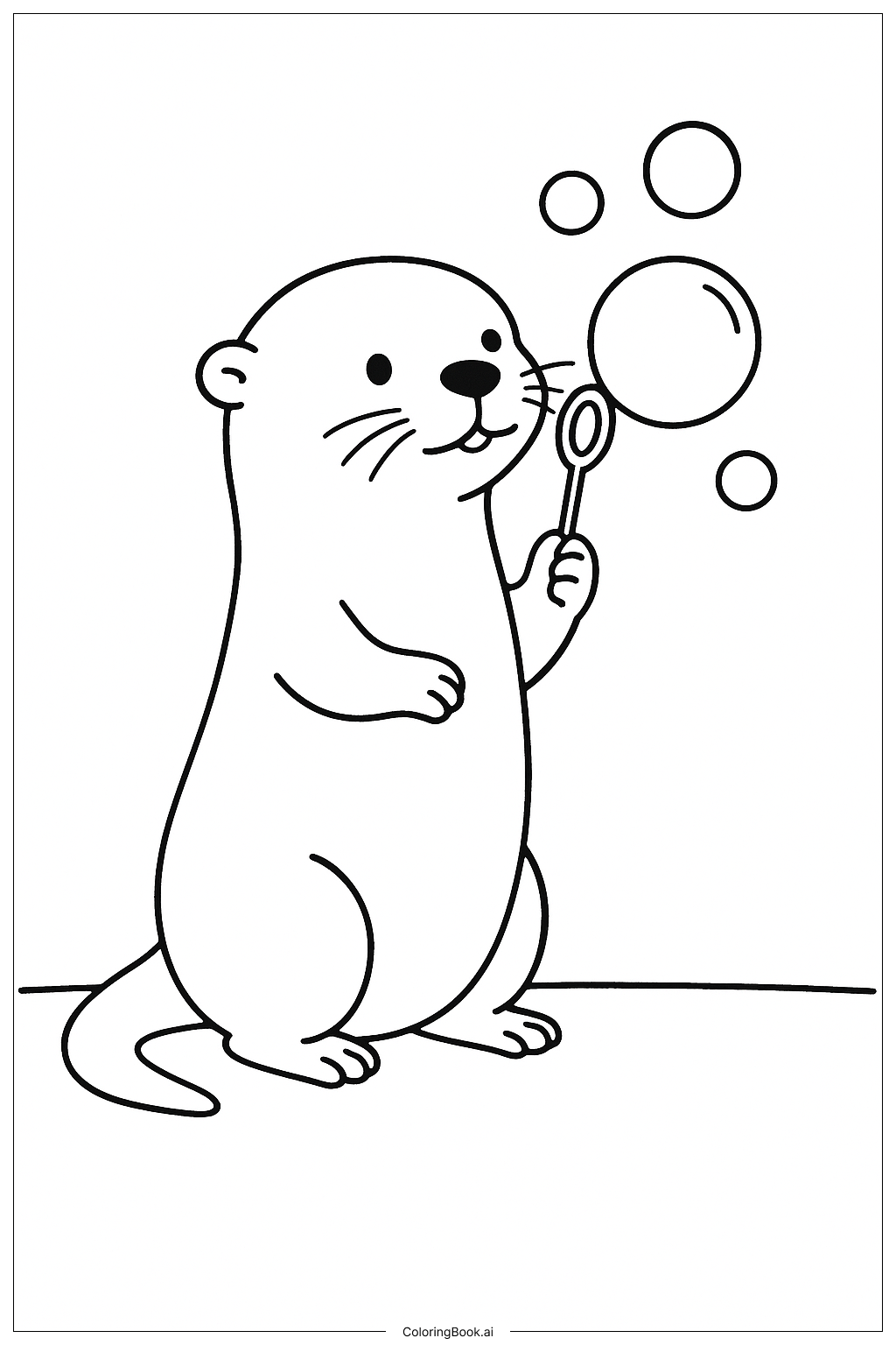  비누 방울을 부는 수달 색칠공부 페이지 