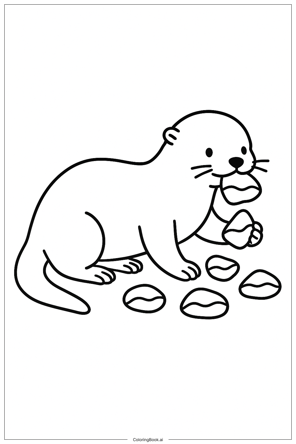  바다 유리를 모으는 수달 색칠공부 페이지 