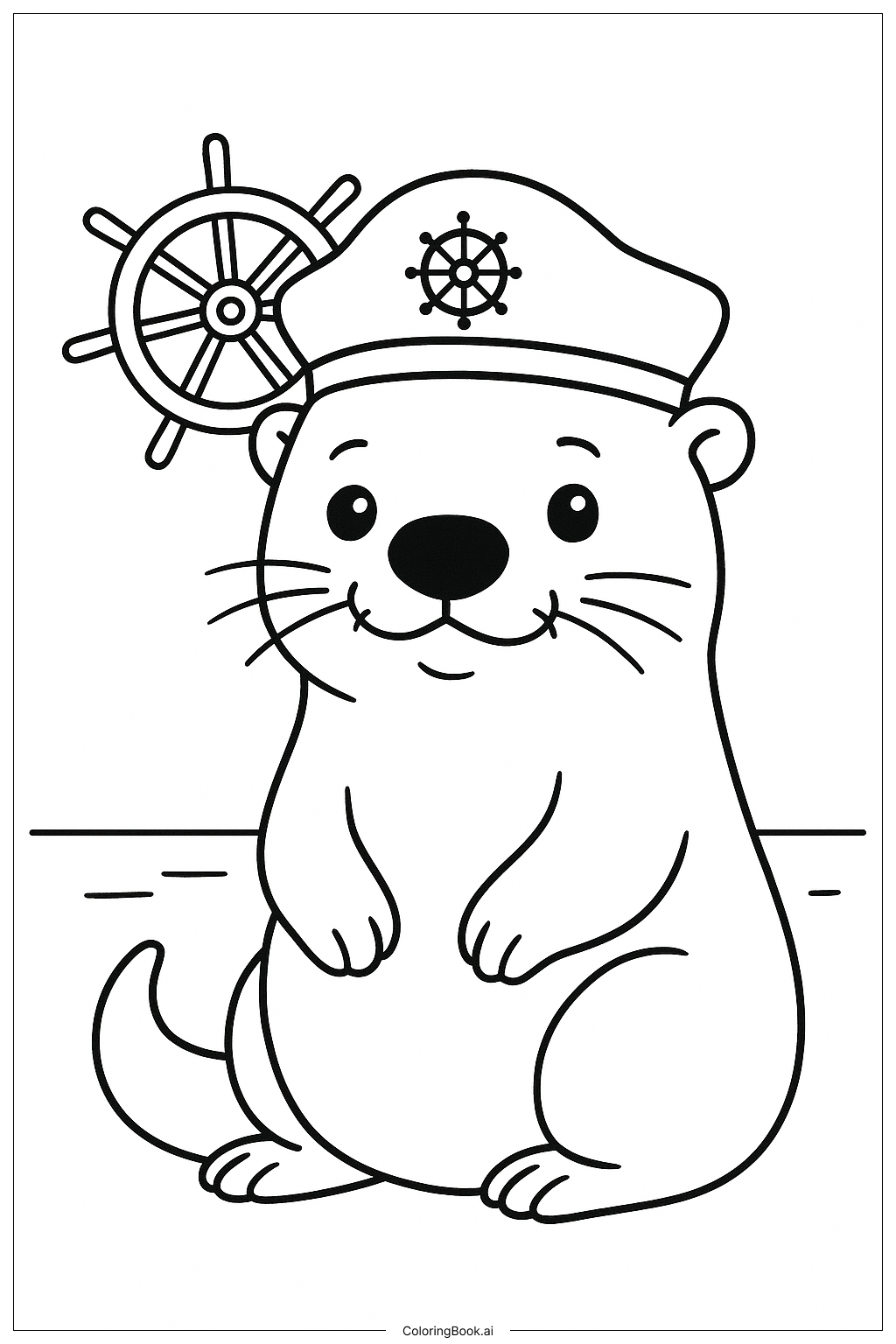  Otter Dressed As Sailor Coloring Page 