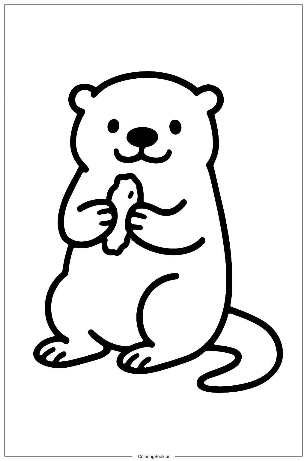  Otter Eating Snack Coloring Page 